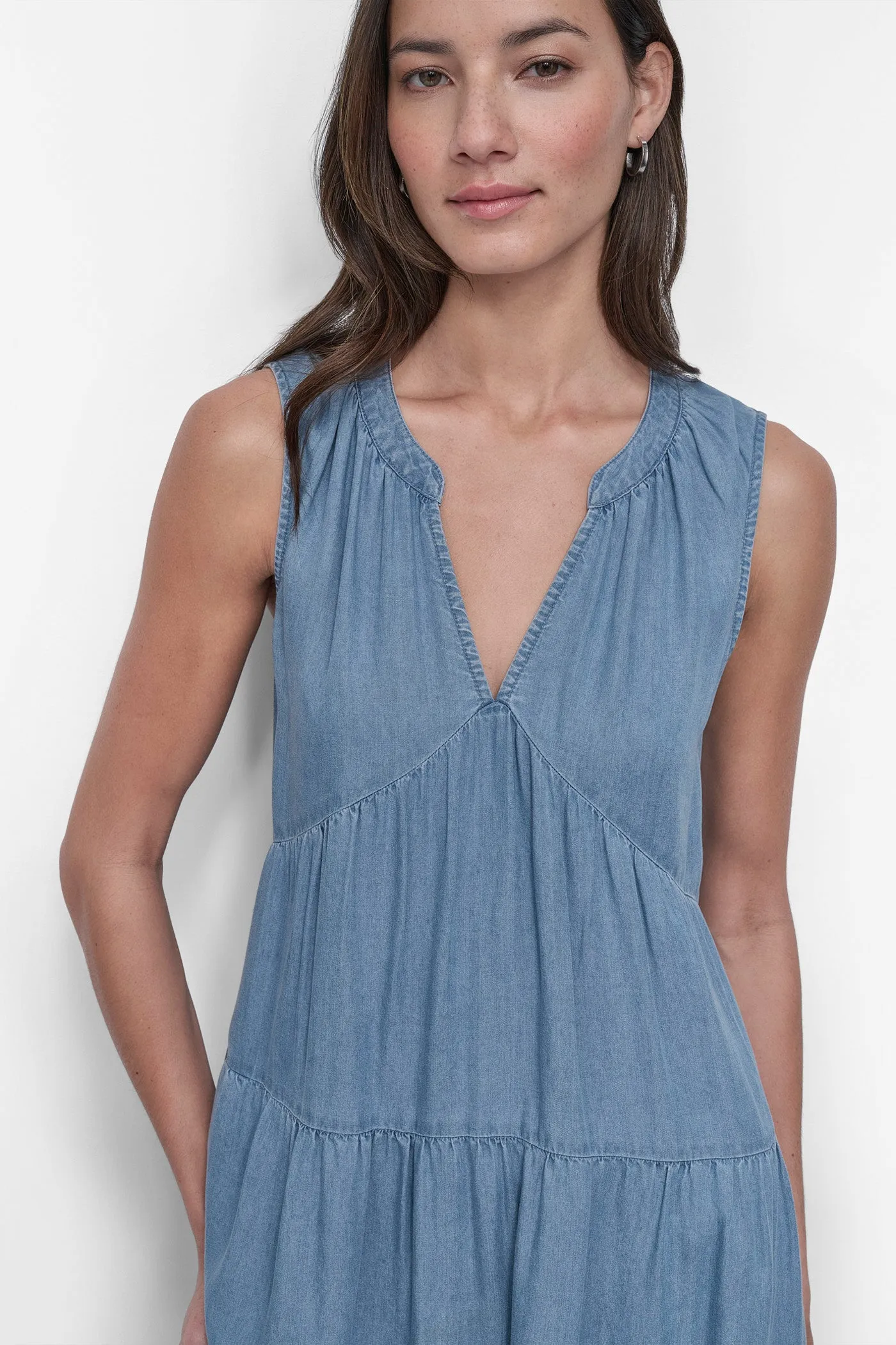 TENCEL TIERED MIDI SWING DRESS sold by DKNY product image thumbnail 4