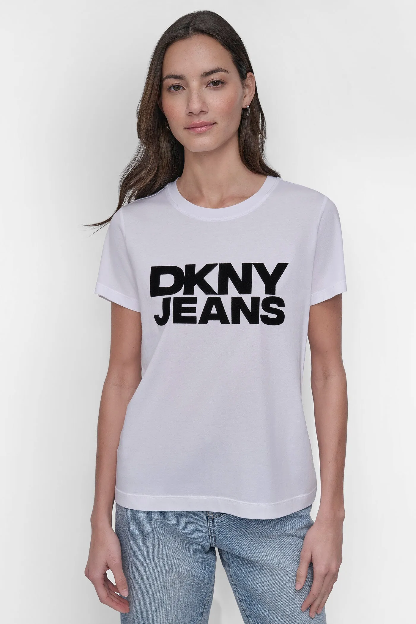 FLOCKED LOGO TEE sold by DKNY