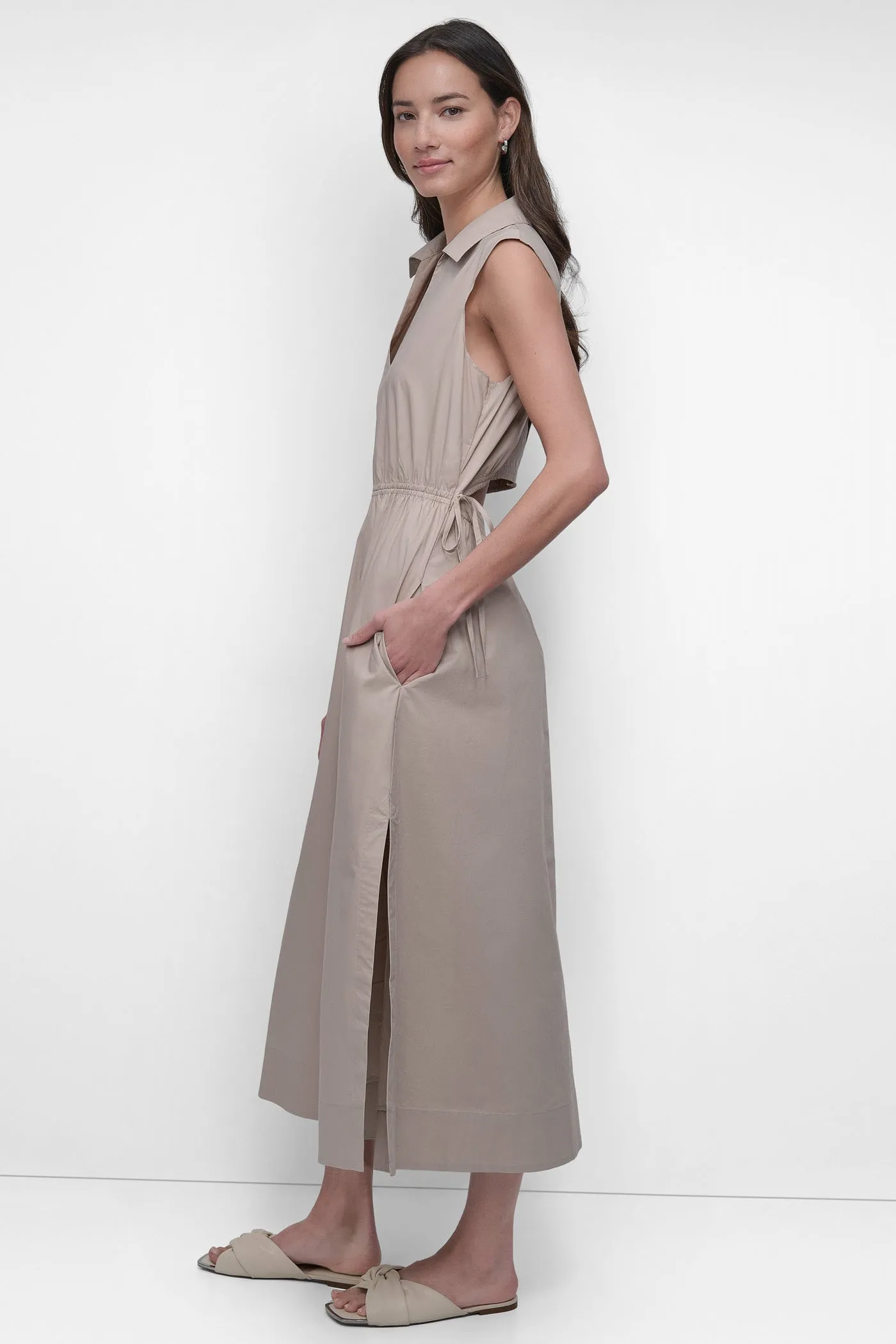 CUTOUT PINSTRIPED MIDI SHIRT DRESS sold by DKNY product image thumbnail 3