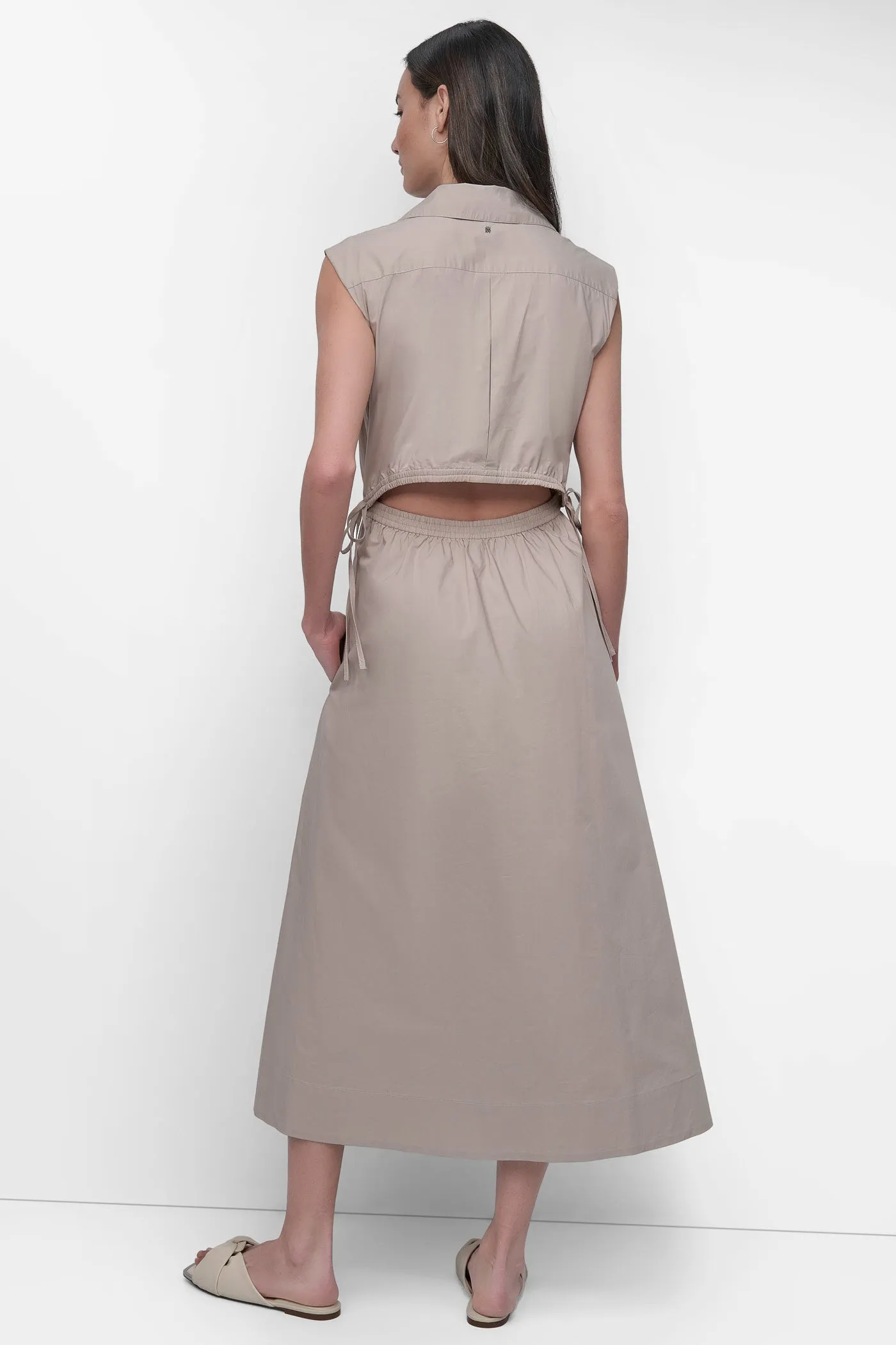 CUTOUT PINSTRIPED MIDI SHIRT DRESS sold by DKNY product image thumbnail 2