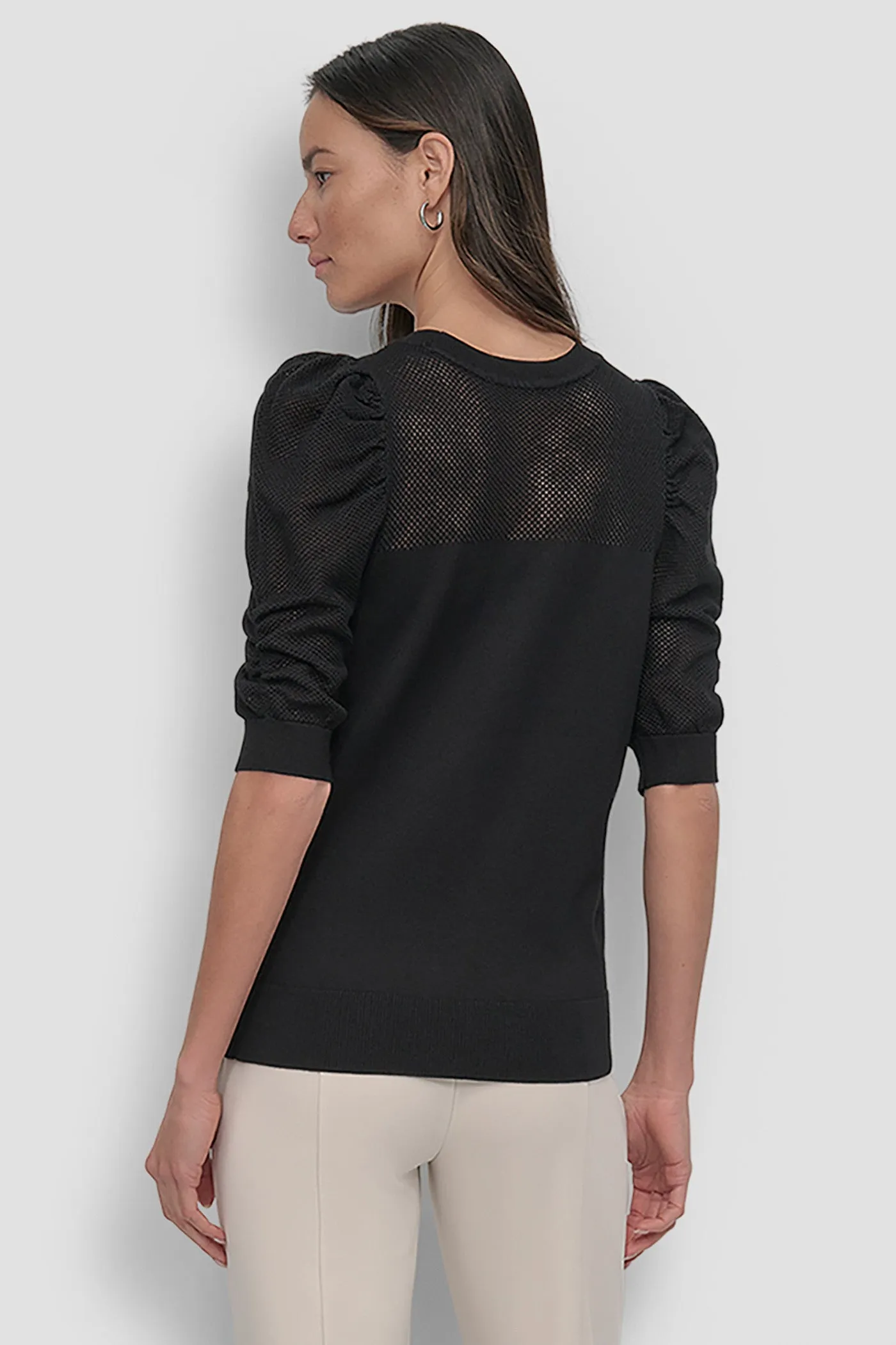 SHORT SLEEVE CREWNECK TWIST SLEEVE SWEATER sold by DKNY product image thumbnail 2