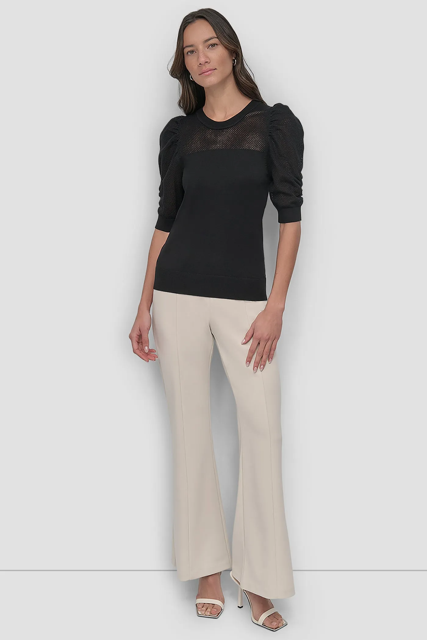 SHORT SLEEVE CREWNECK TWIST SLEEVE SWEATER sold by DKNY product image thumbnail 5