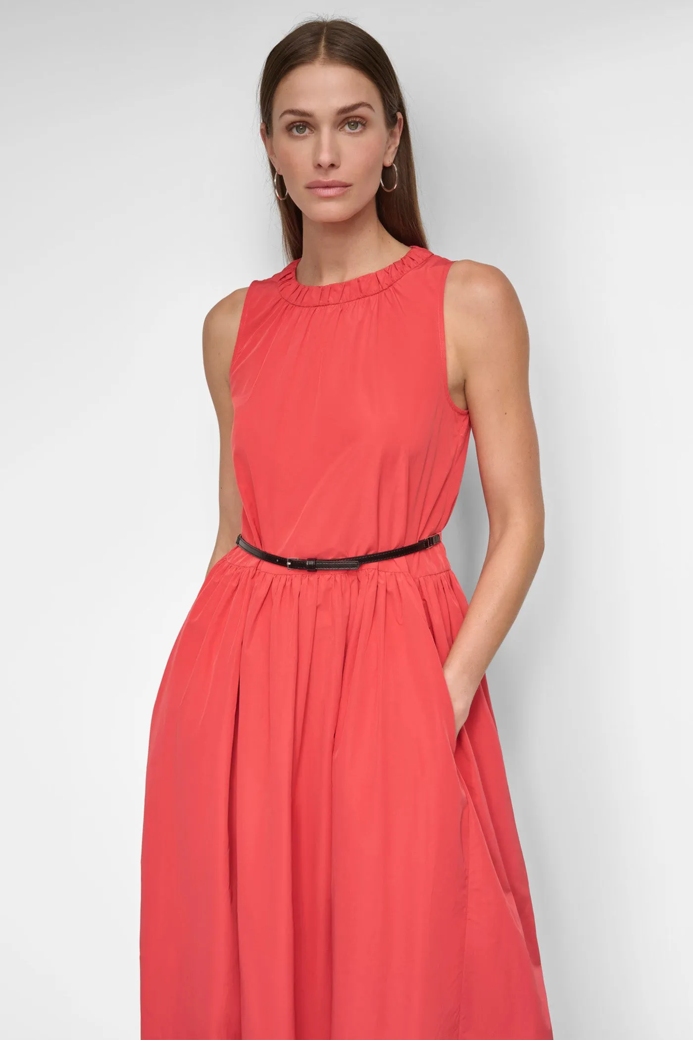 SHIRRING MIDI DRESS WITH BELT sold by DKNY product image thumbnail 4