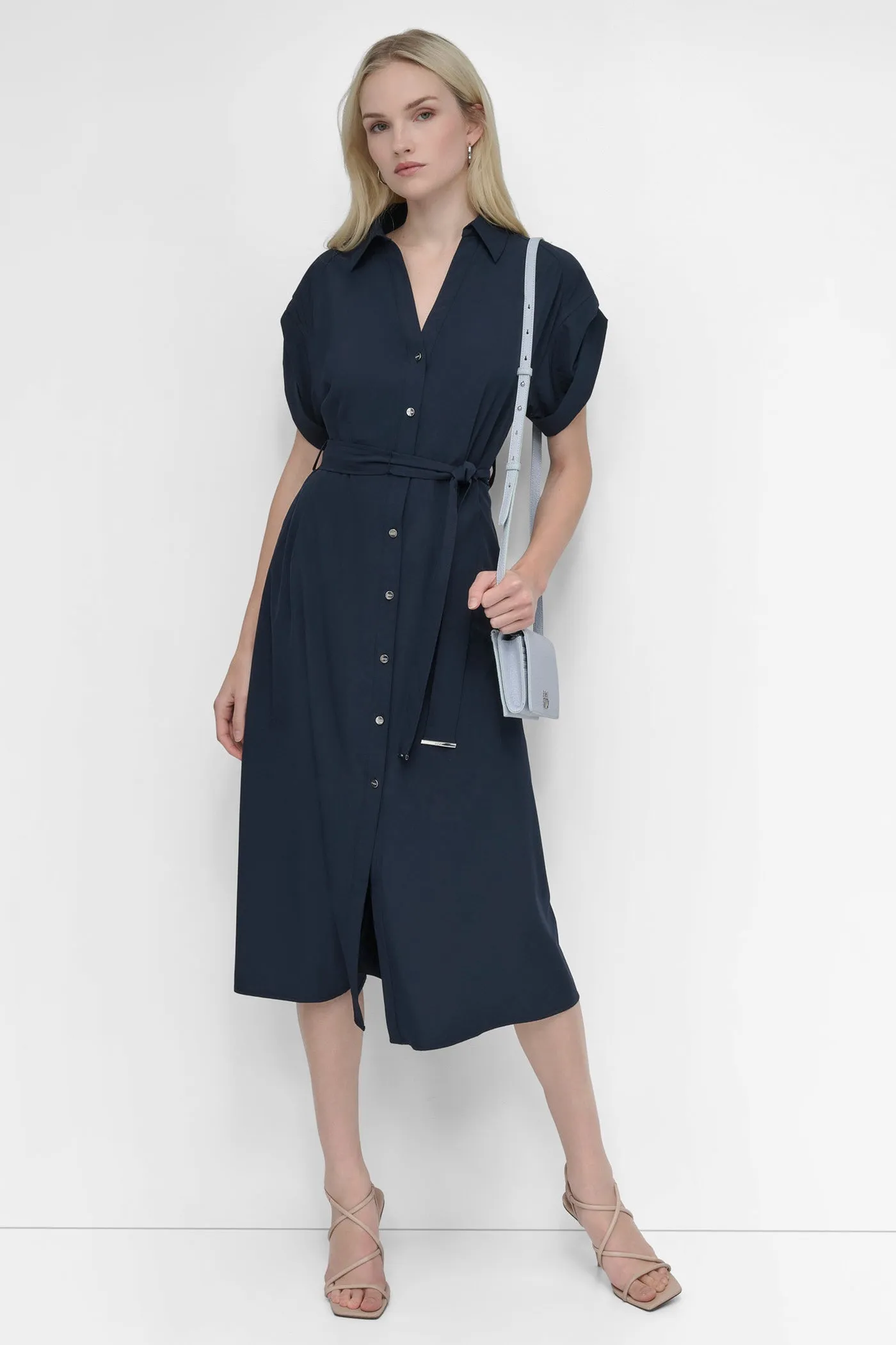 BUTTON FRONT COMMUTER MIDI DRESS sold by DKNY product image thumbnail 4