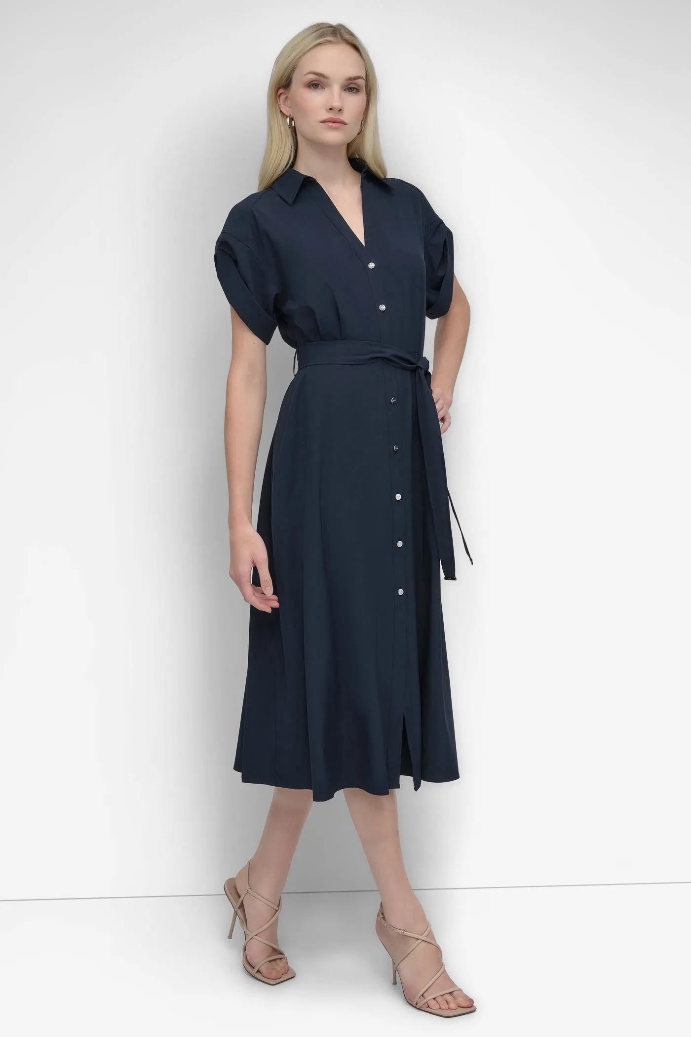 BUTTON FRONT COMMUTER MIDI DRESS sold by DKNY product image thumbnail 3