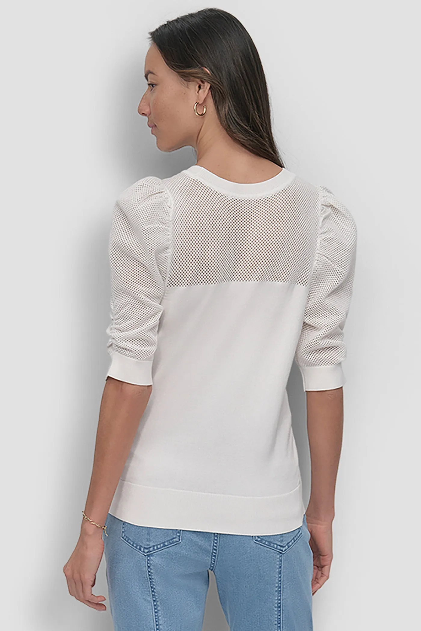 SHORT SLEEVE CREWNECK TWIST SLEEVE SWEATER sold by DKNY product image thumbnail 2
