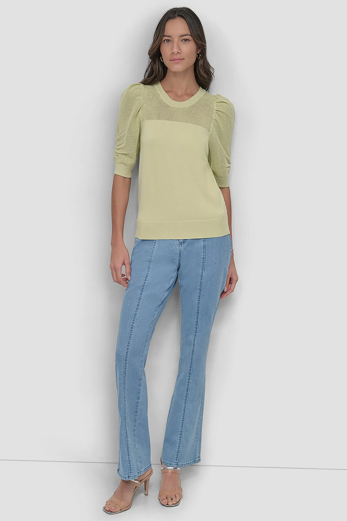 SHORT SLEEVE CREWNECK TWIST SLEEVE SWEATER sold by DKNY product image thumbnail 2