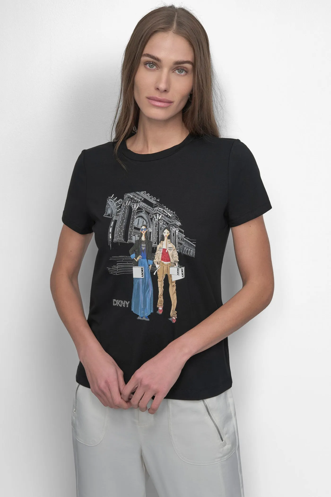 MET STAIRS CONVERSATIONAL TEE sold by DKNY