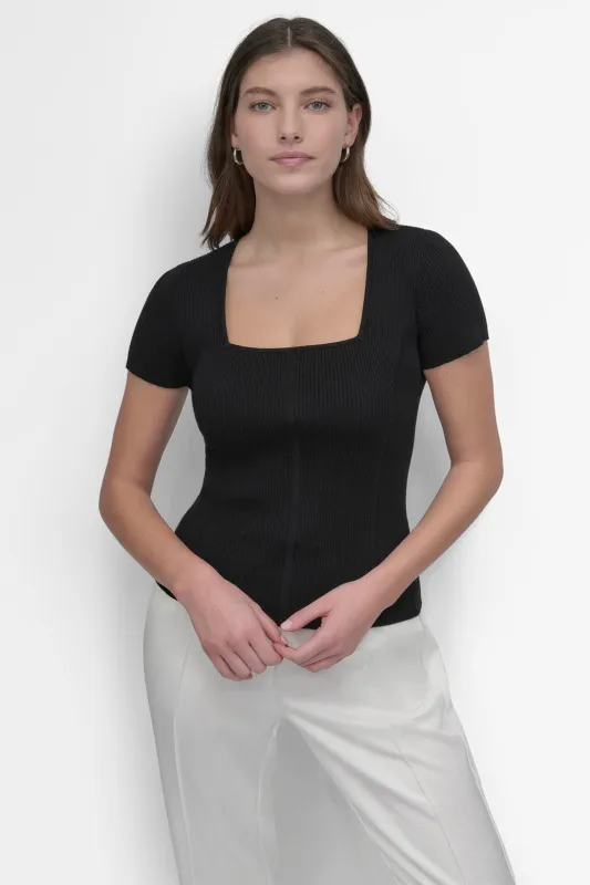 CAP SLEEVE SQUARE NECK SWEATER sold by DKNY