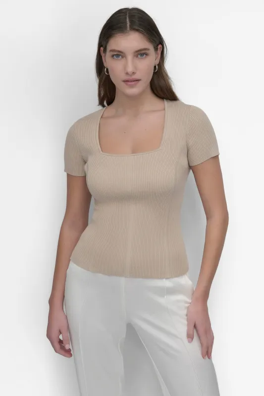 CAP SLEEVE SQUARE NECK SWEATER sold by DKNY