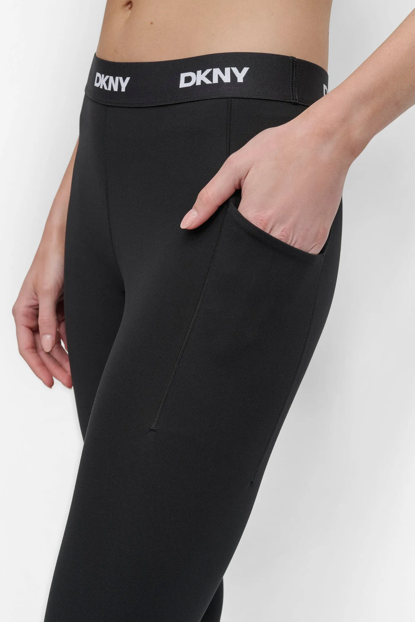 CROPPED MID-RISE LOGO-WAIST LEGGING sold by DKNY product image thumbnail 4