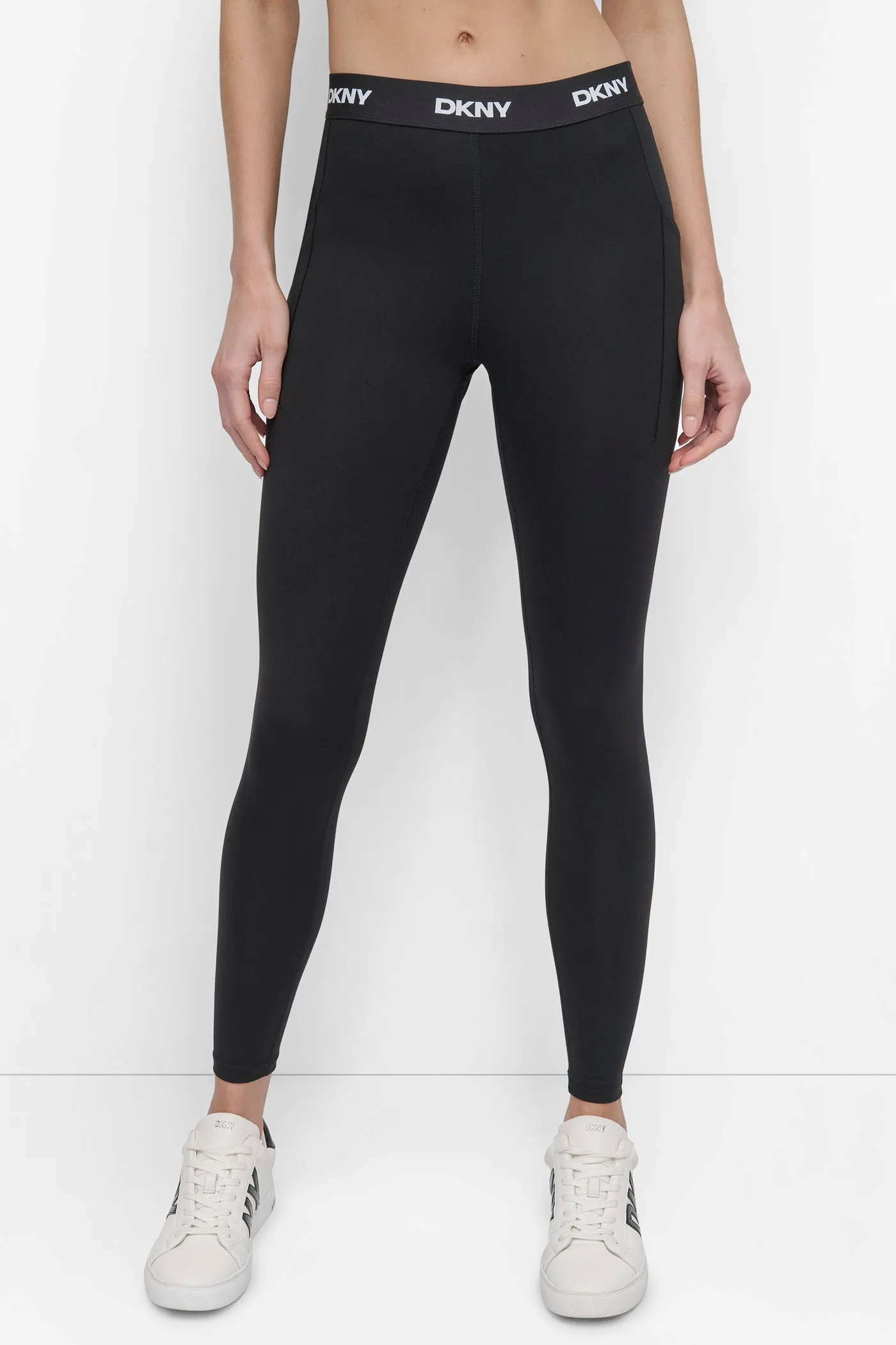 CROPPED MID-RISE LOGO-WAIST LEGGING sold by DKNY