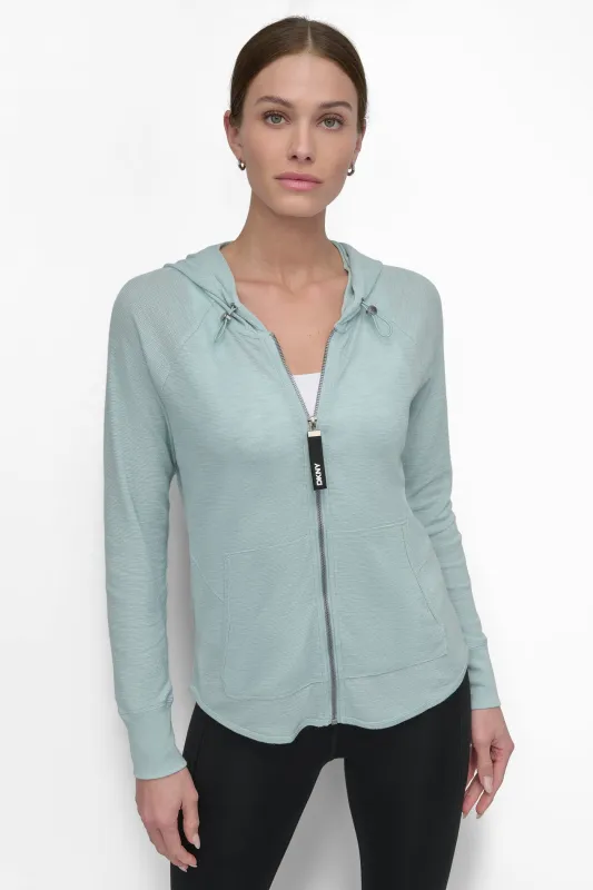 SLUB WAFFLE KNIT HOODIE sold by DKNY