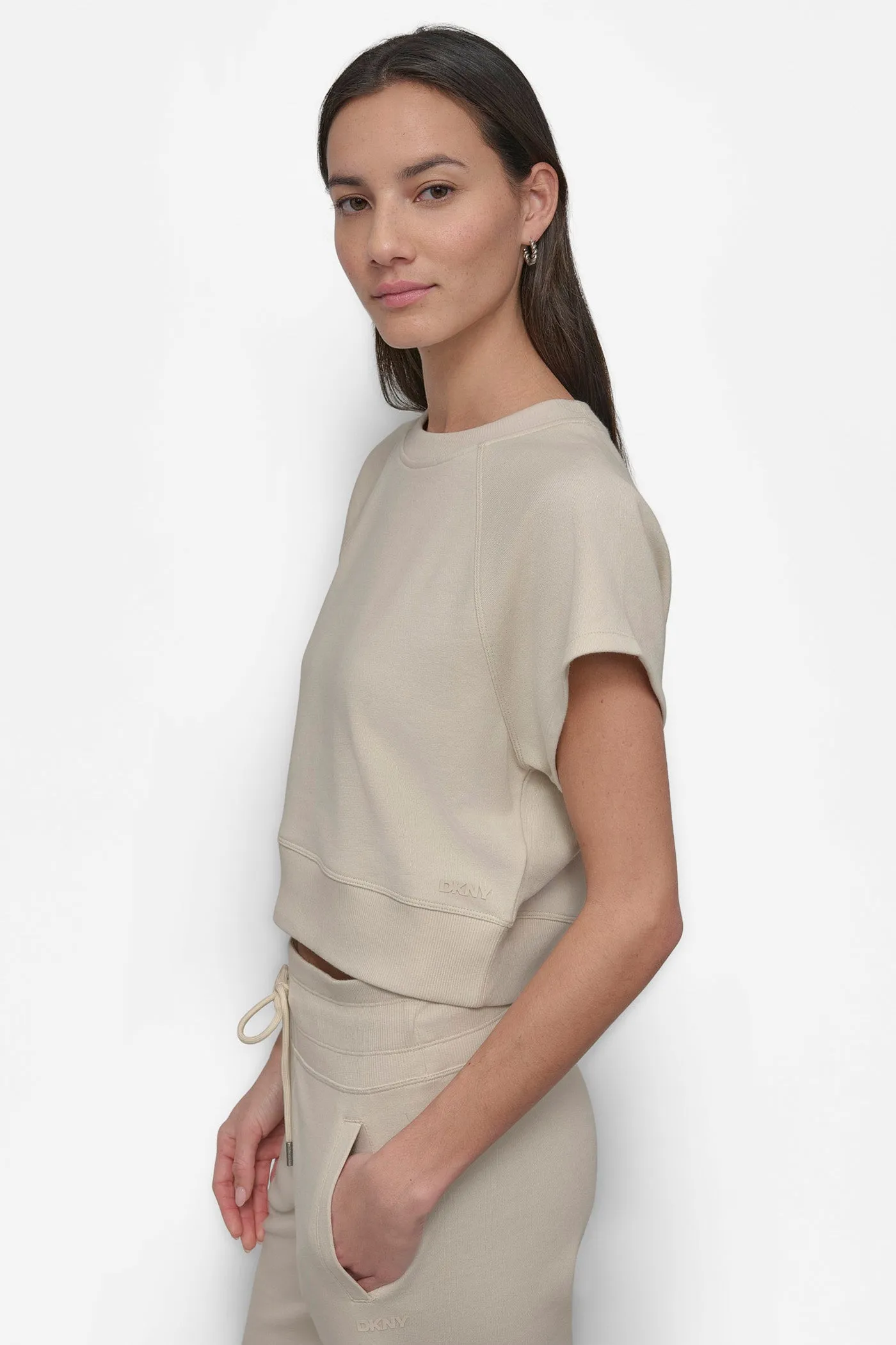 LOGO SHORT SLEEVE CROPPED PULLOVER sold by DKNY product image thumbnail 3