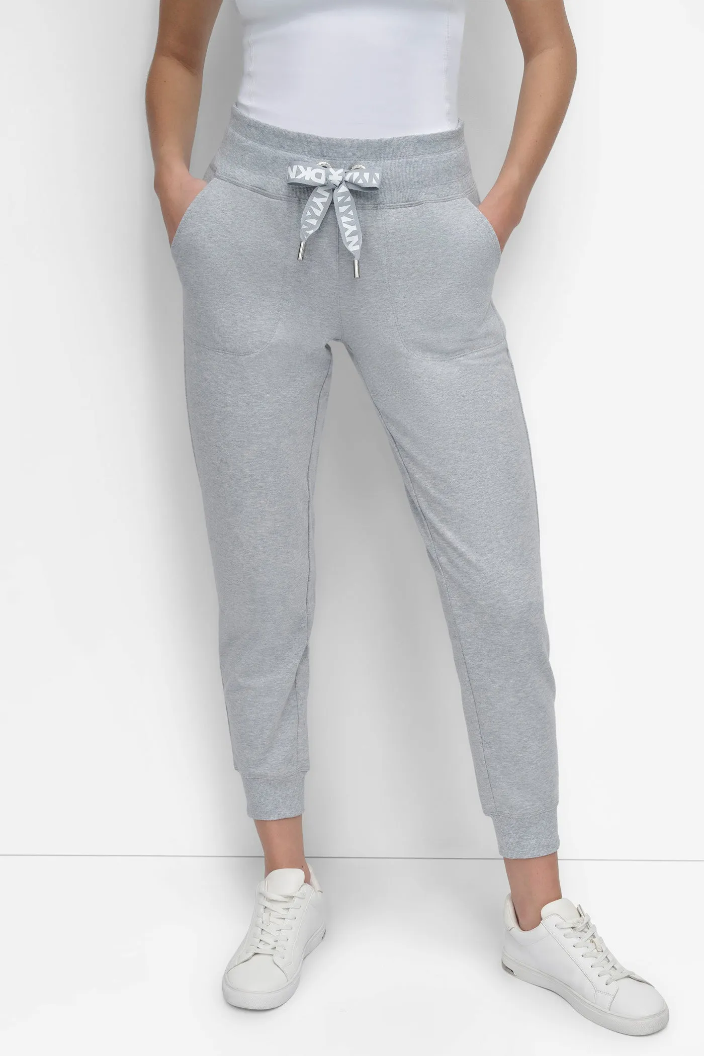 HIGH RISE TWO TONE LOGO DRAWSTRING JOGGER sold by DKNY