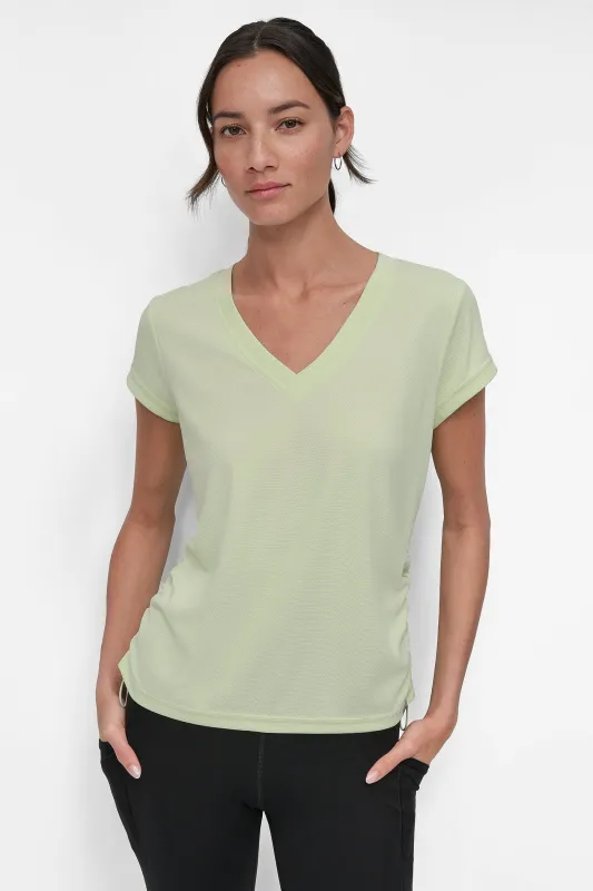 RUCHED TECH-MESH PERFORMANCE TEE sold by DKNY