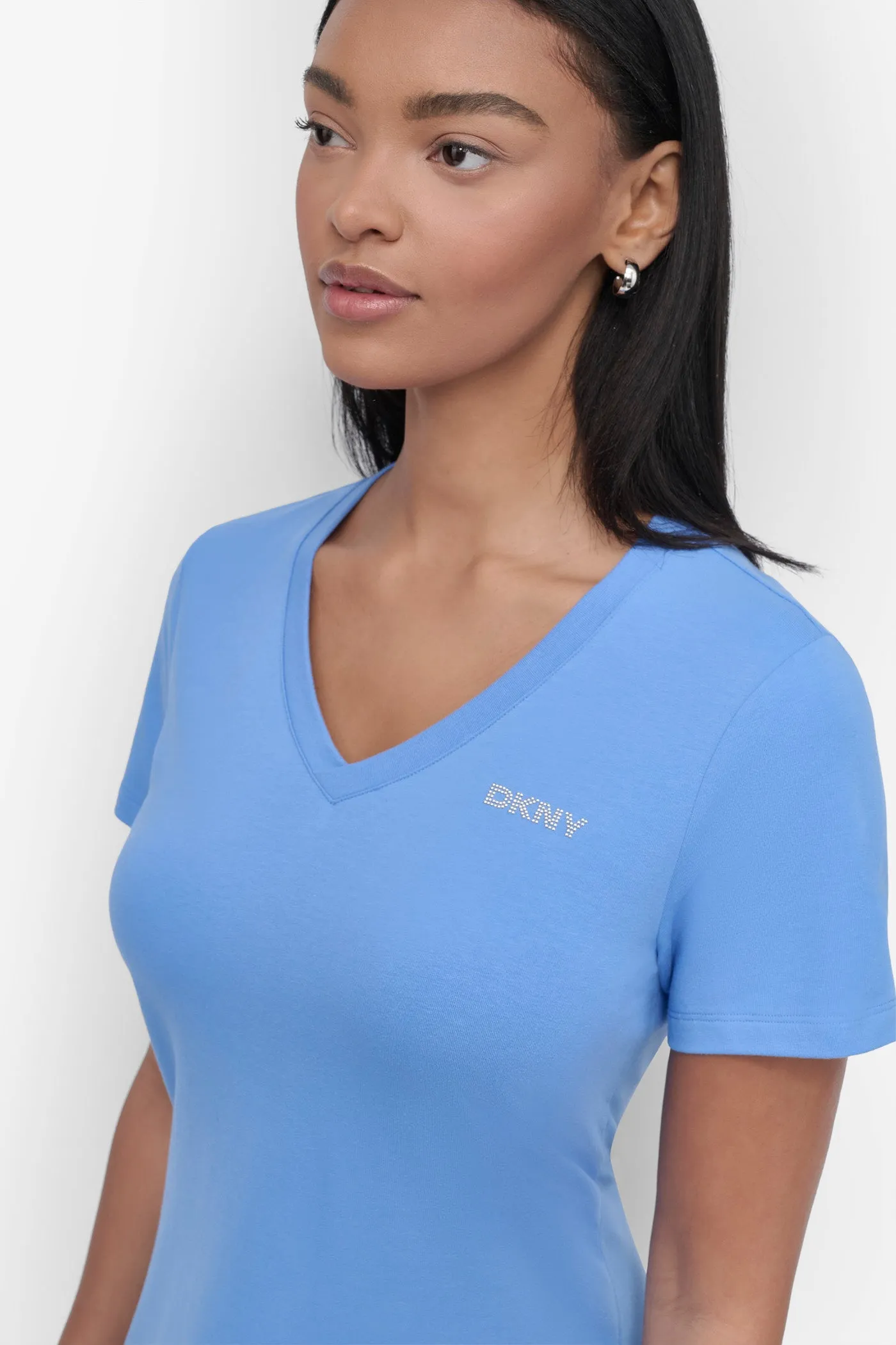 MINI STUD LOGO V-NECK T-SHIRT DRESS sold by DKNY product image thumbnail 4