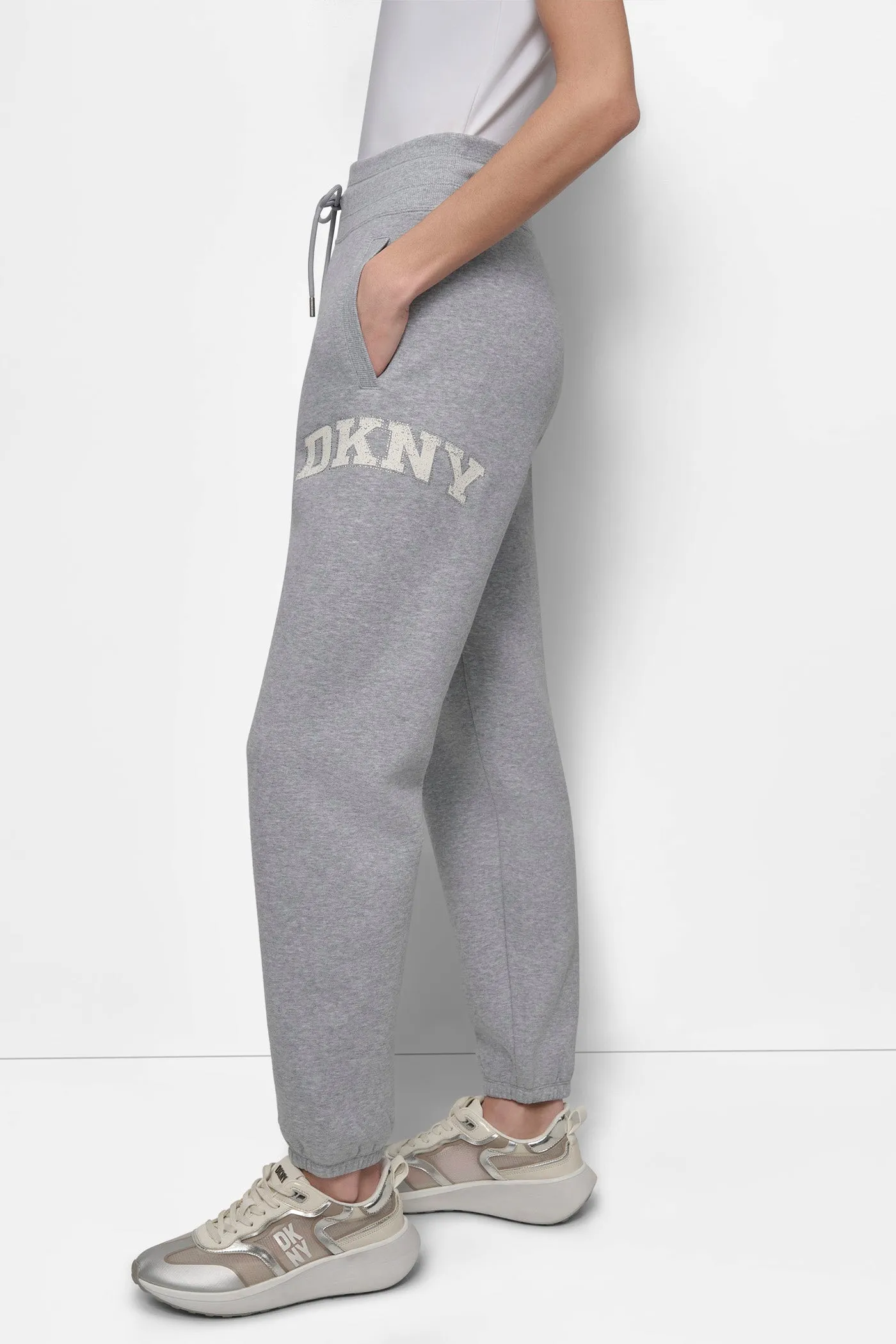 HIGH-RISE RHINESTONE TRIMMED LOGO JOGGER sold by DKNY product image thumbnail 3