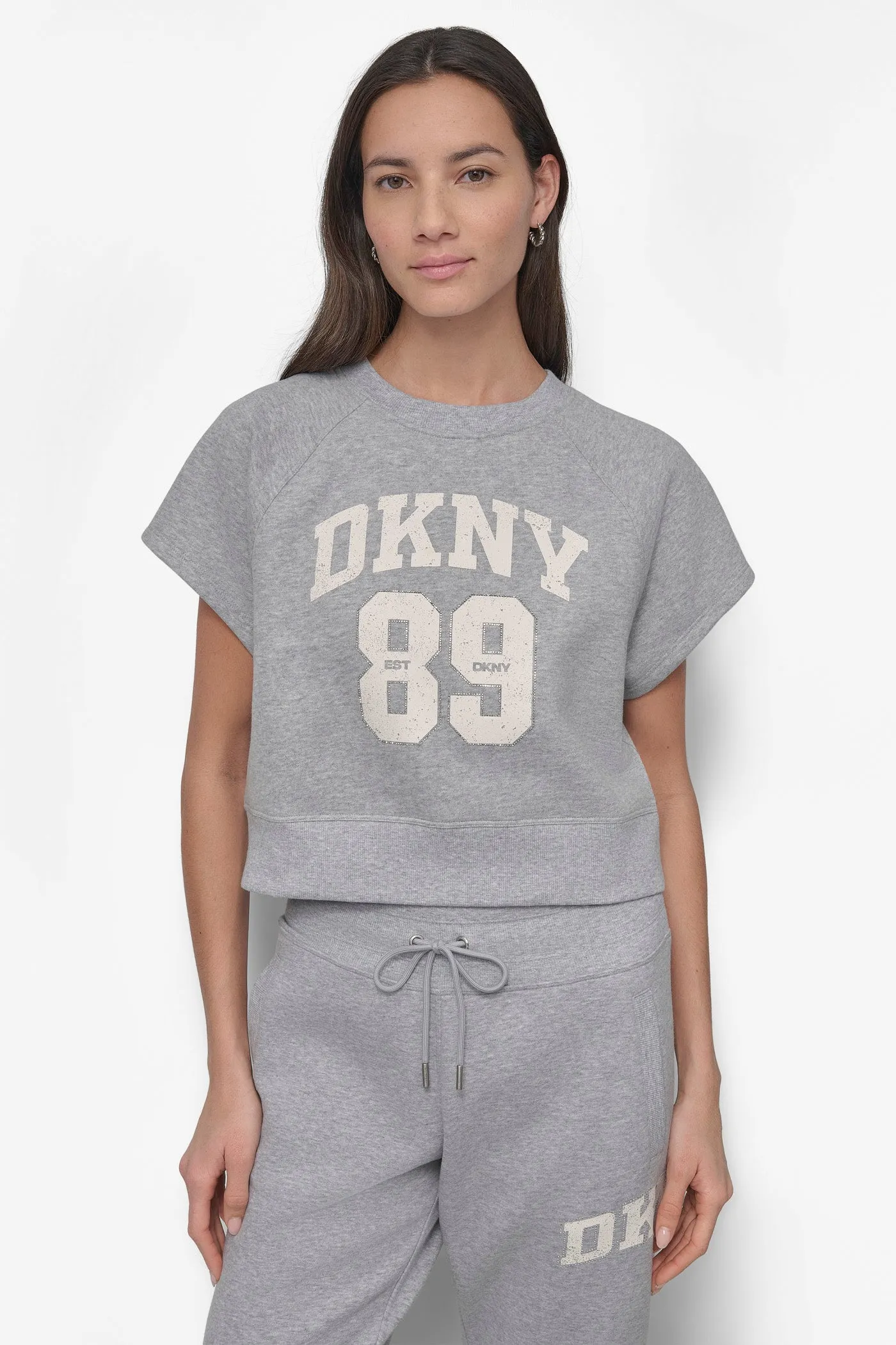 CROPPED CRYSTAL LOGO PERFORMANCE SWEATSHIRT sold by DKNY