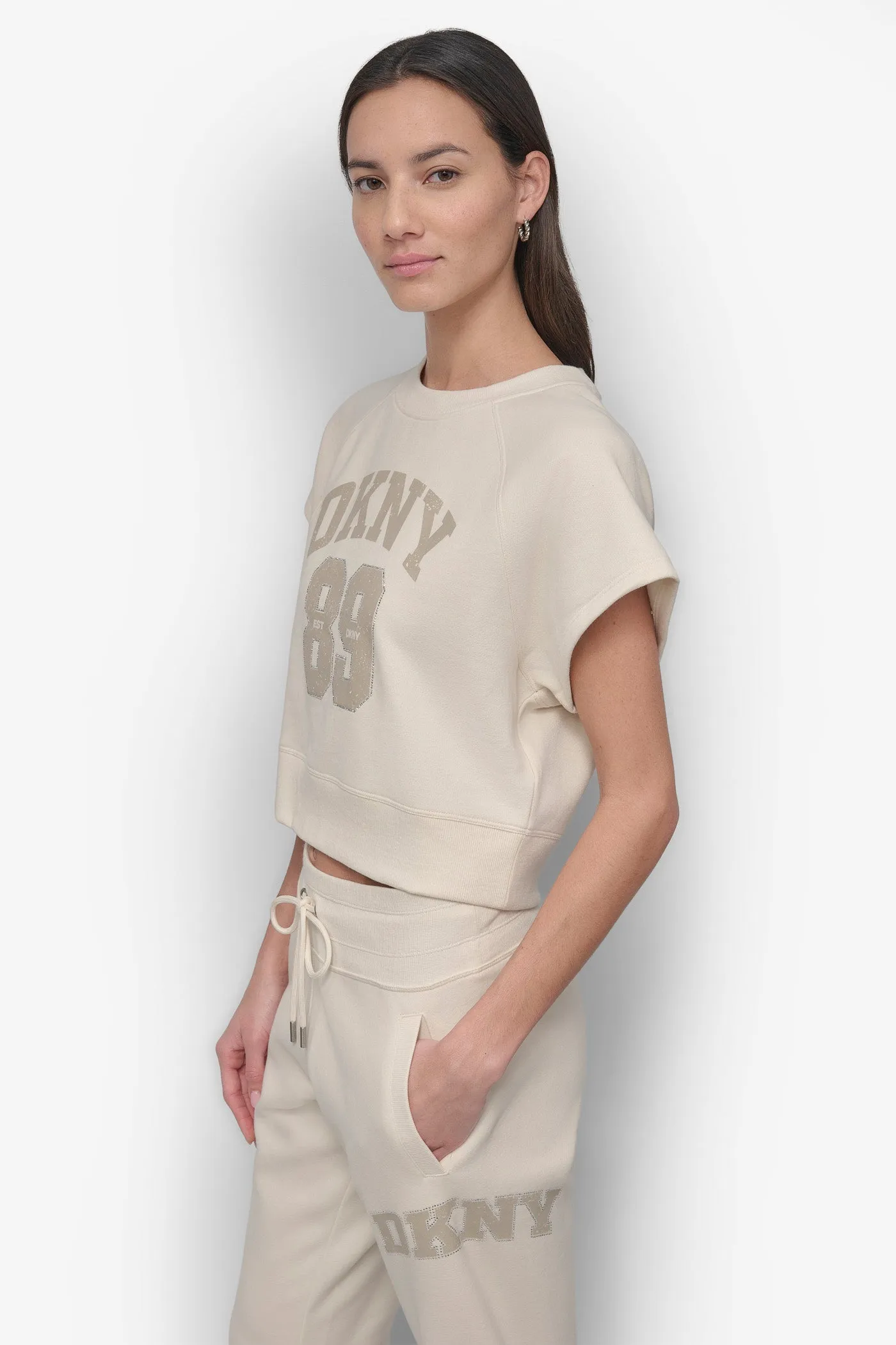 ARCHED DKNY 89 DISTRESSED RHINESTONE LOGO CROPPED sold by DKNY product image thumbnail 3