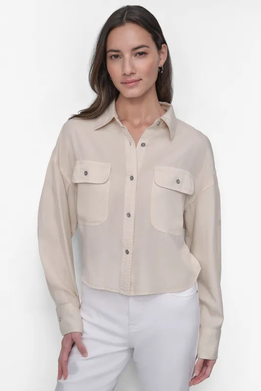 CROPPED BUTTON FRONT SHIRT sold by DKNY
