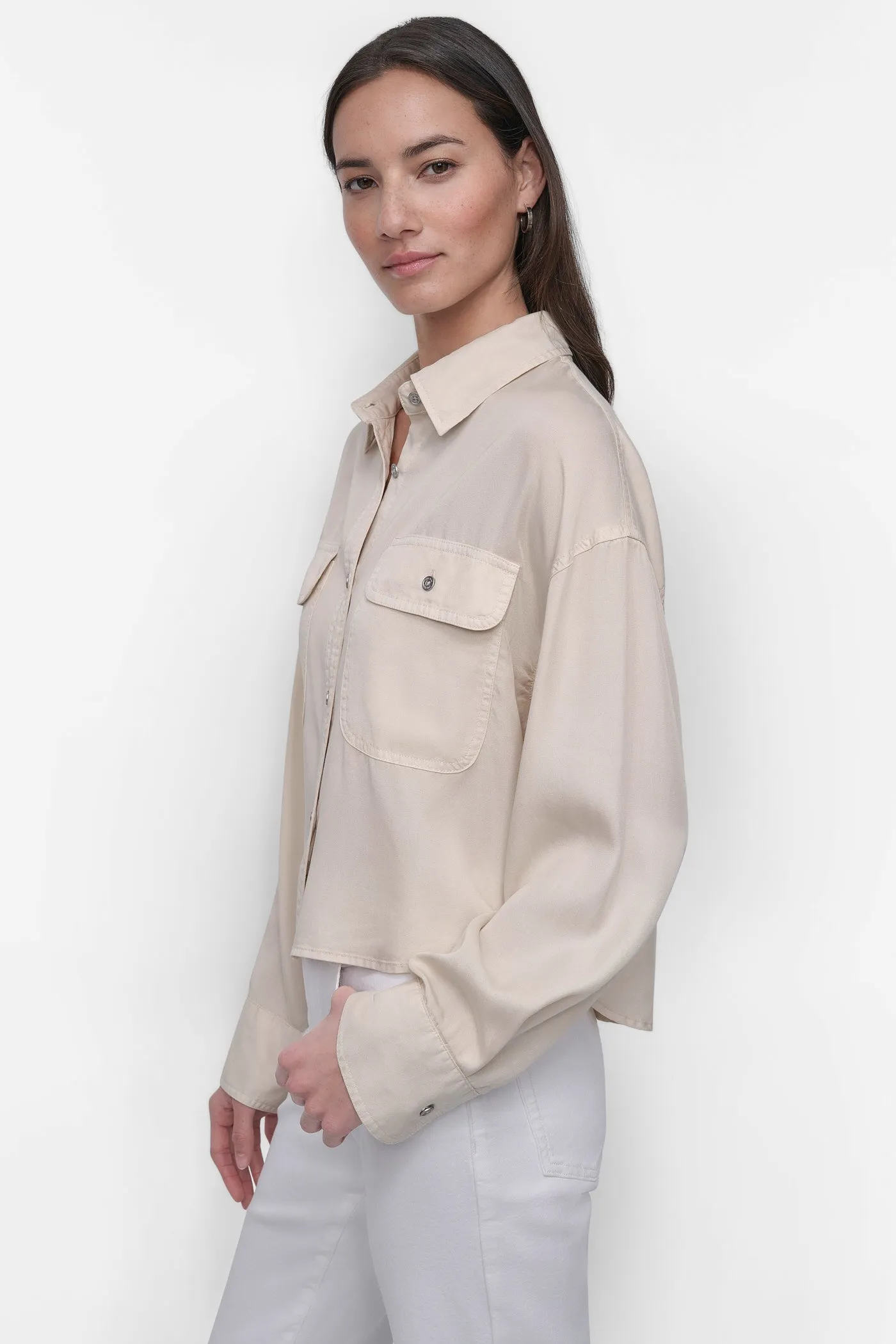CROPPED BUTTON FRONT SHIRT sold by DKNY product image thumbnail 3