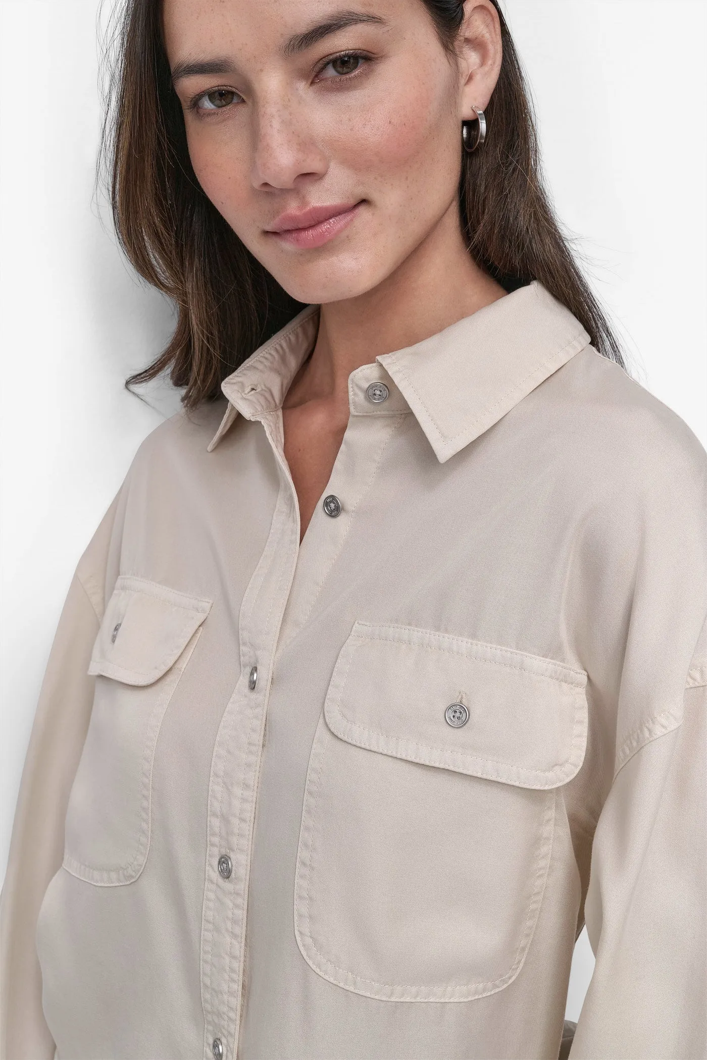 CROPPED BUTTON FRONT SHIRT sold by DKNY product image thumbnail 4