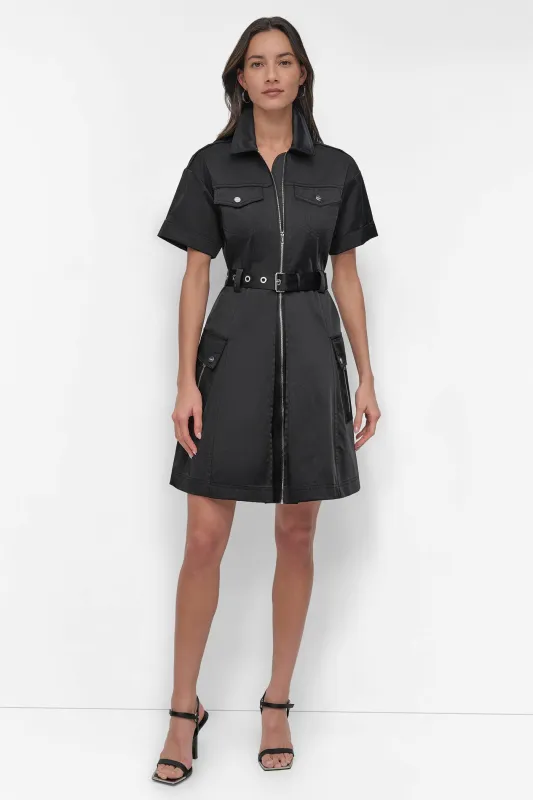 SHIRT DRESS WITH FRONT ZIPPER sold by DKNY
