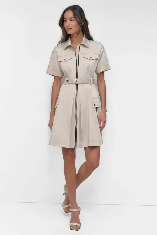 SHIRT DRESS WITH FRONT ZIPPER sold by DKNY