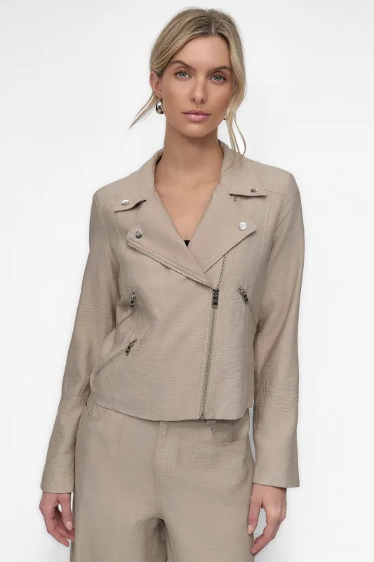 ZIPPER CRINKLE JACKET sold by DKNY