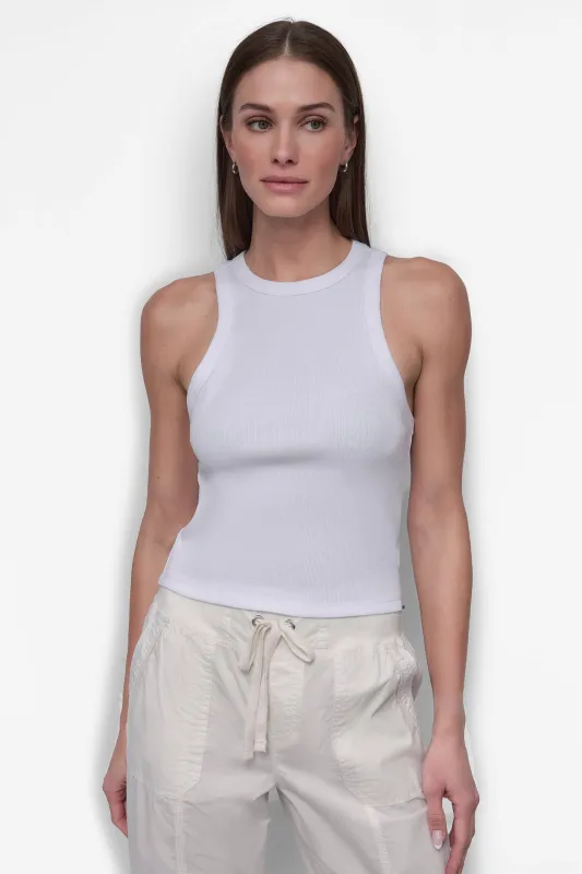 RIBBED HIGH NECK TANK sold by DKNY