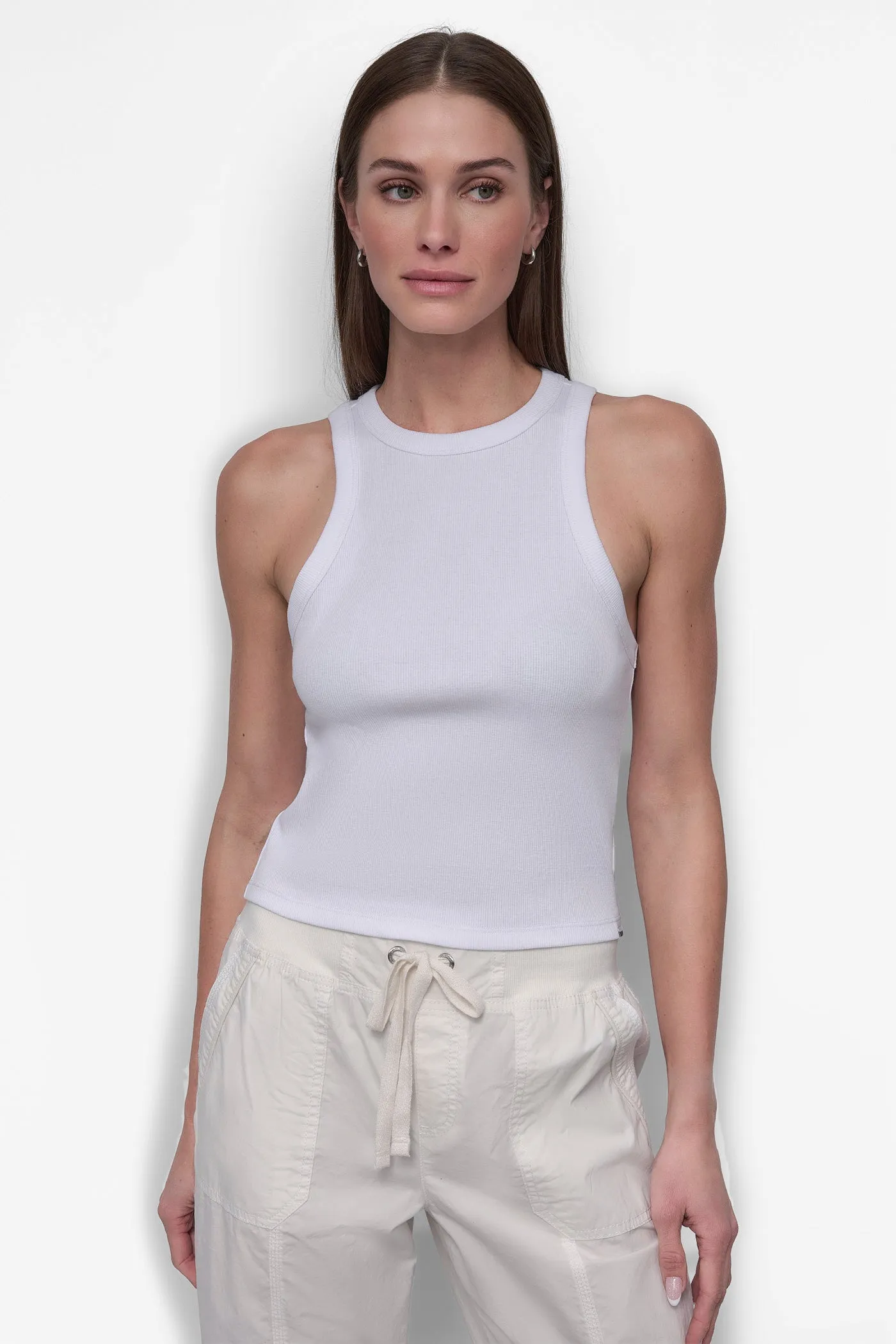 RIBBED HIGH NECK TANK sold by DKNY