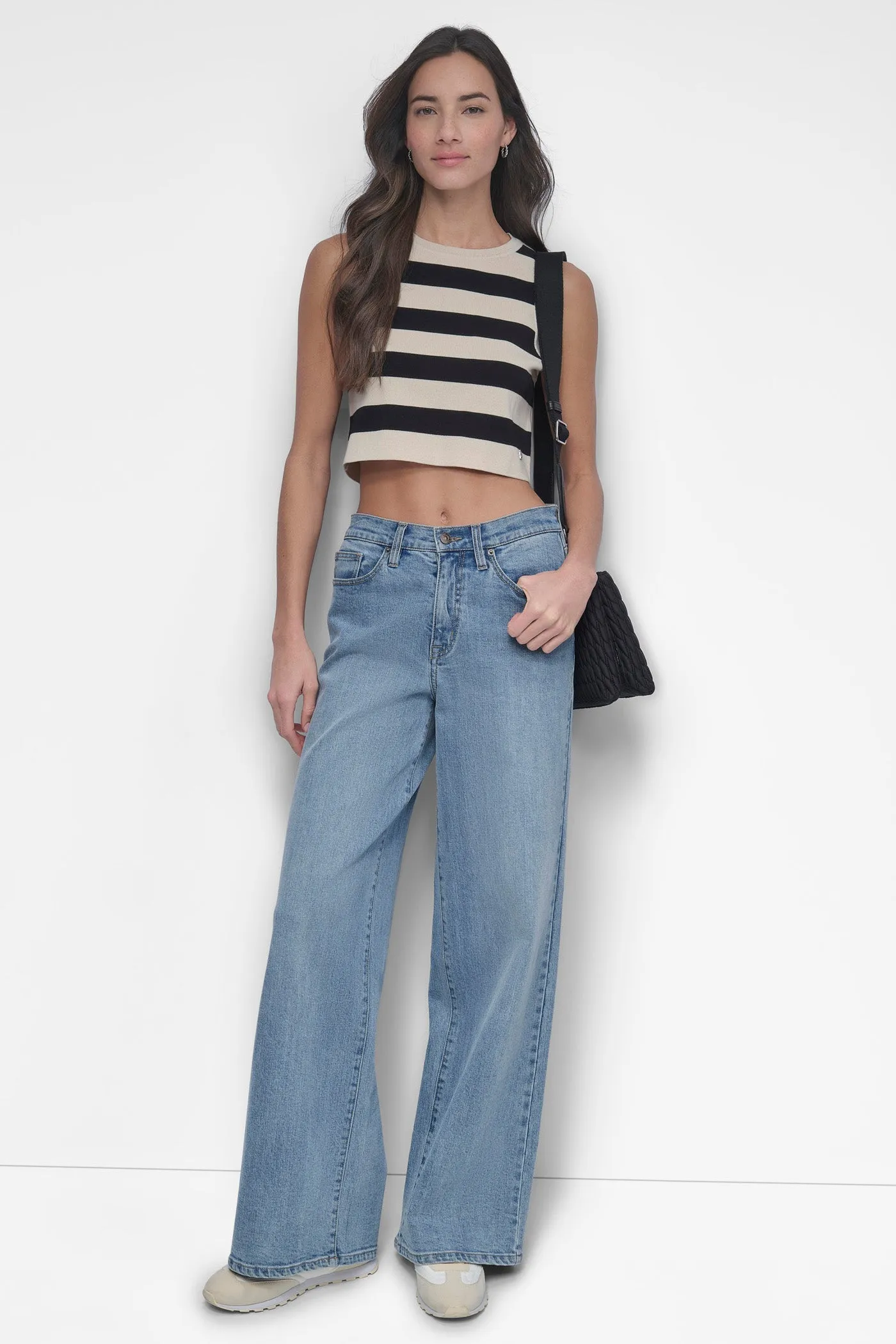 CROP STRIPE SLEEVELESS CREW NECK TANK sold by DKNY product image thumbnail 5