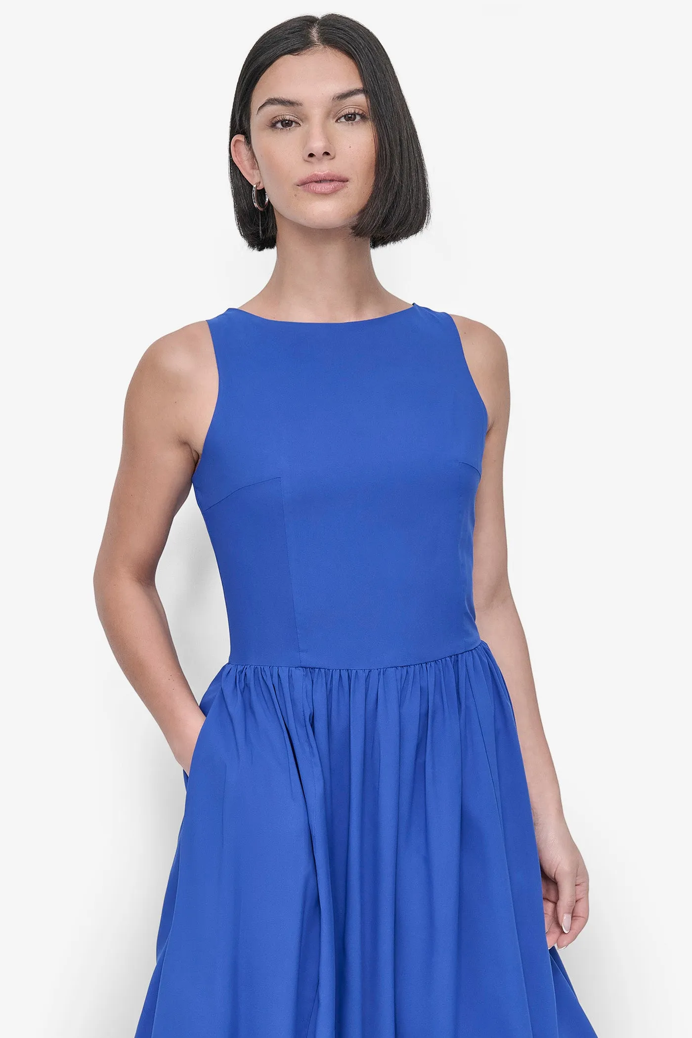 SLEEVELESS BOAT NECK DROP WAIST DRESS sold by DKNY product image thumbnail 3