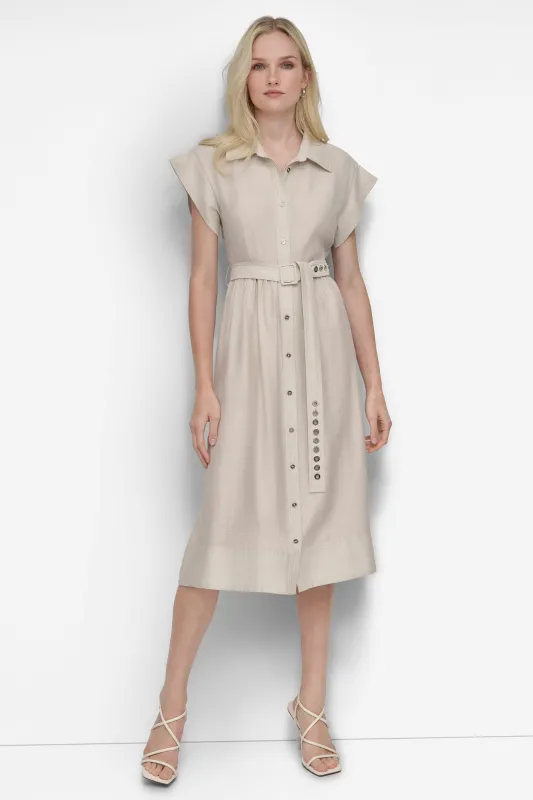 SHIRT DRESS WITH GROMET BELT sold by DKNY
