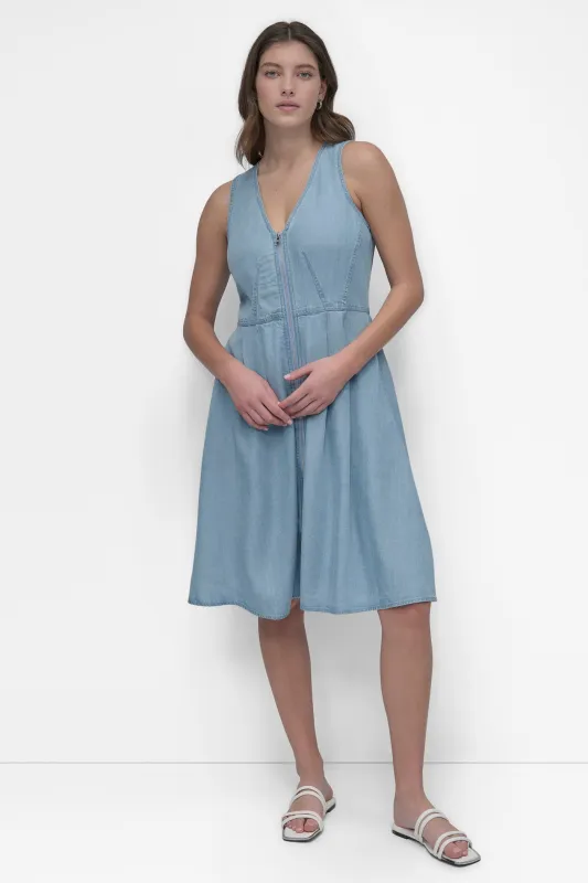 SLEEVESS ZIP FRONT TENCEL DRESS sold by DKNY