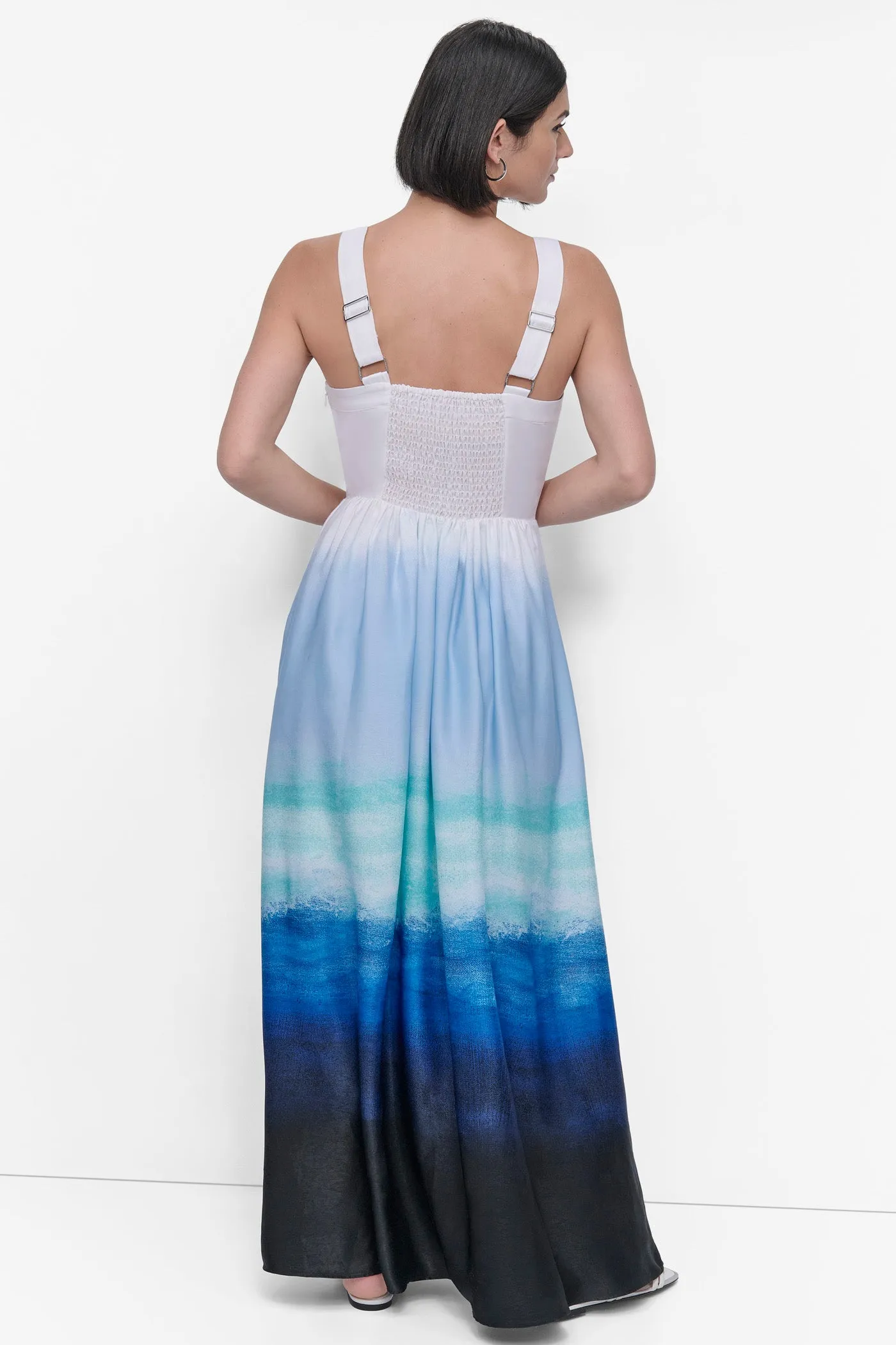 SLEEVELESS PRINTED SATIN DRESS sold by DKNY product image thumbnail 2