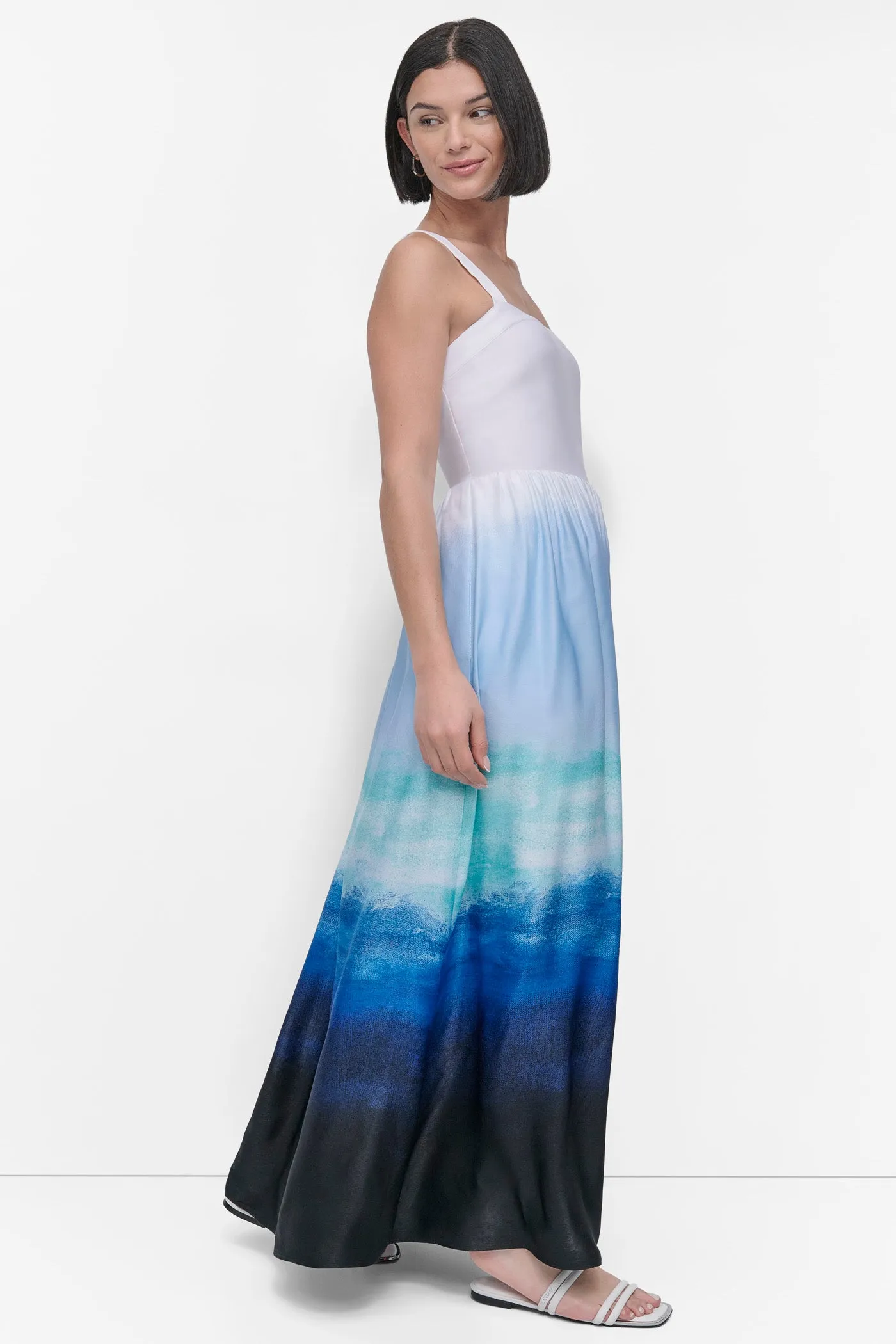 SLEEVELESS PRINTED SATIN DRESS sold by DKNY product image thumbnail 3