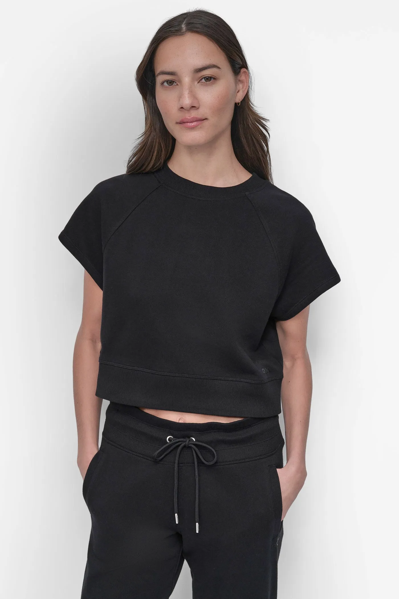 LOGO SHORT SLEEVE CROPPED PULLOVER sold by DKNY