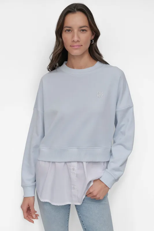 SWEATSHIRT WITH POPLIN SHIRT sold by DKNY