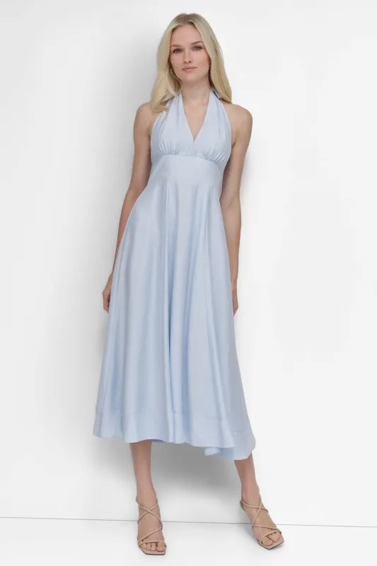 open lace back dress DKNY Women's Dresses, Sleevless, Tie Neck, Flamingo, 10 at Amazon Women's  Clothing store main image 1