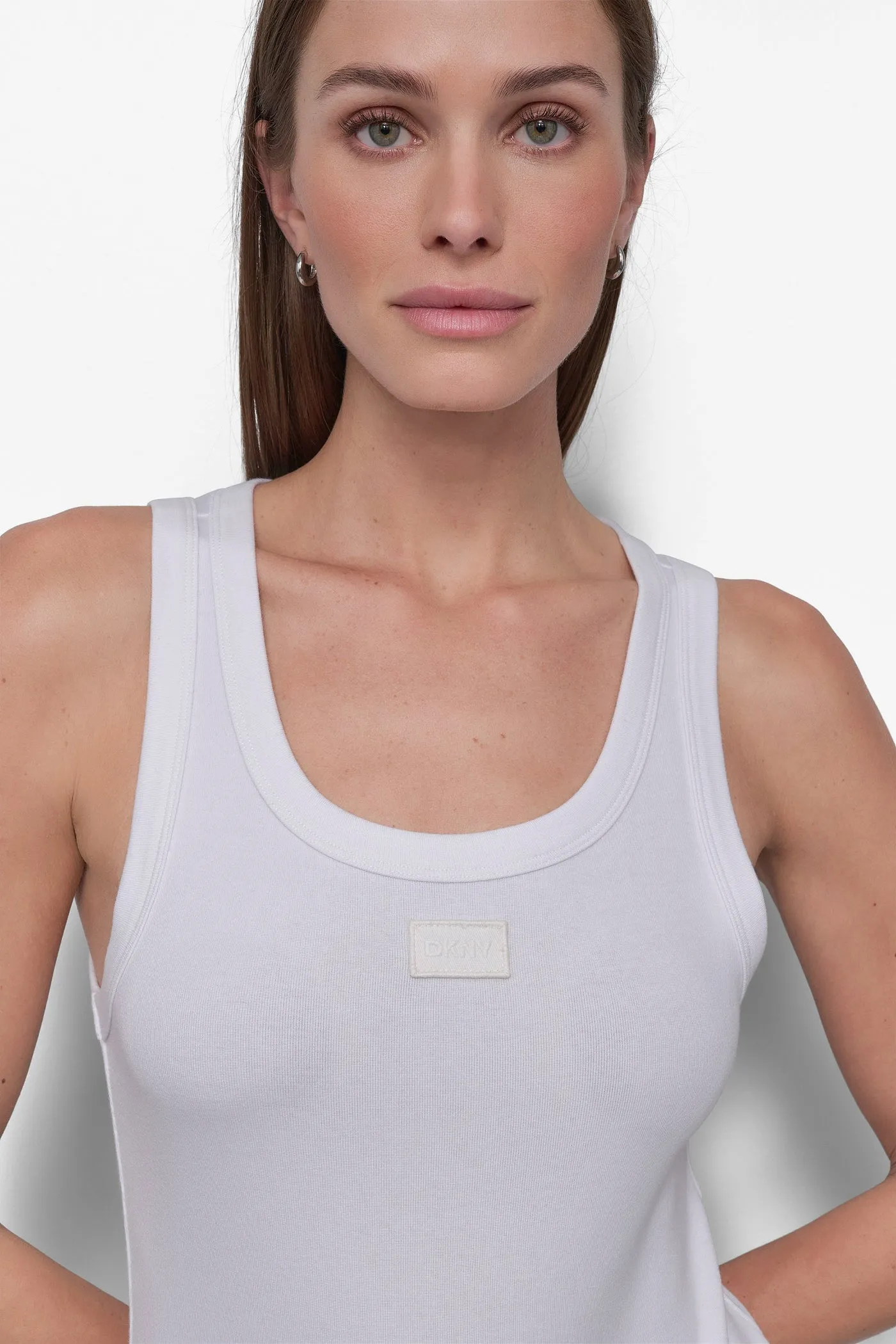 RIBBED CREW NECK TANK WITH LOGO PATCH sold by DKNY product image thumbnail 4