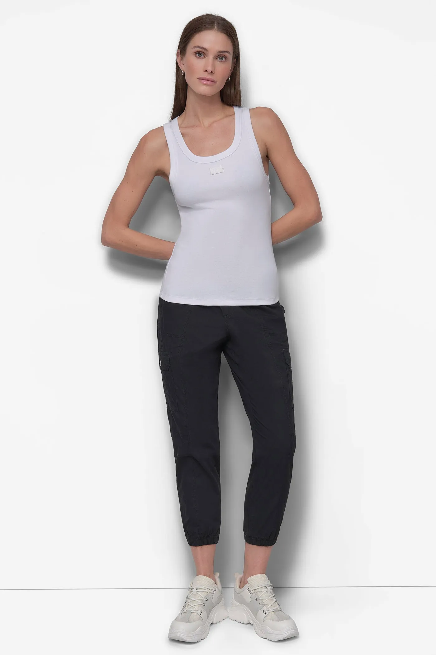 RIBBED CREW NECK TANK WITH LOGO PATCH sold by DKNY product image thumbnail 5