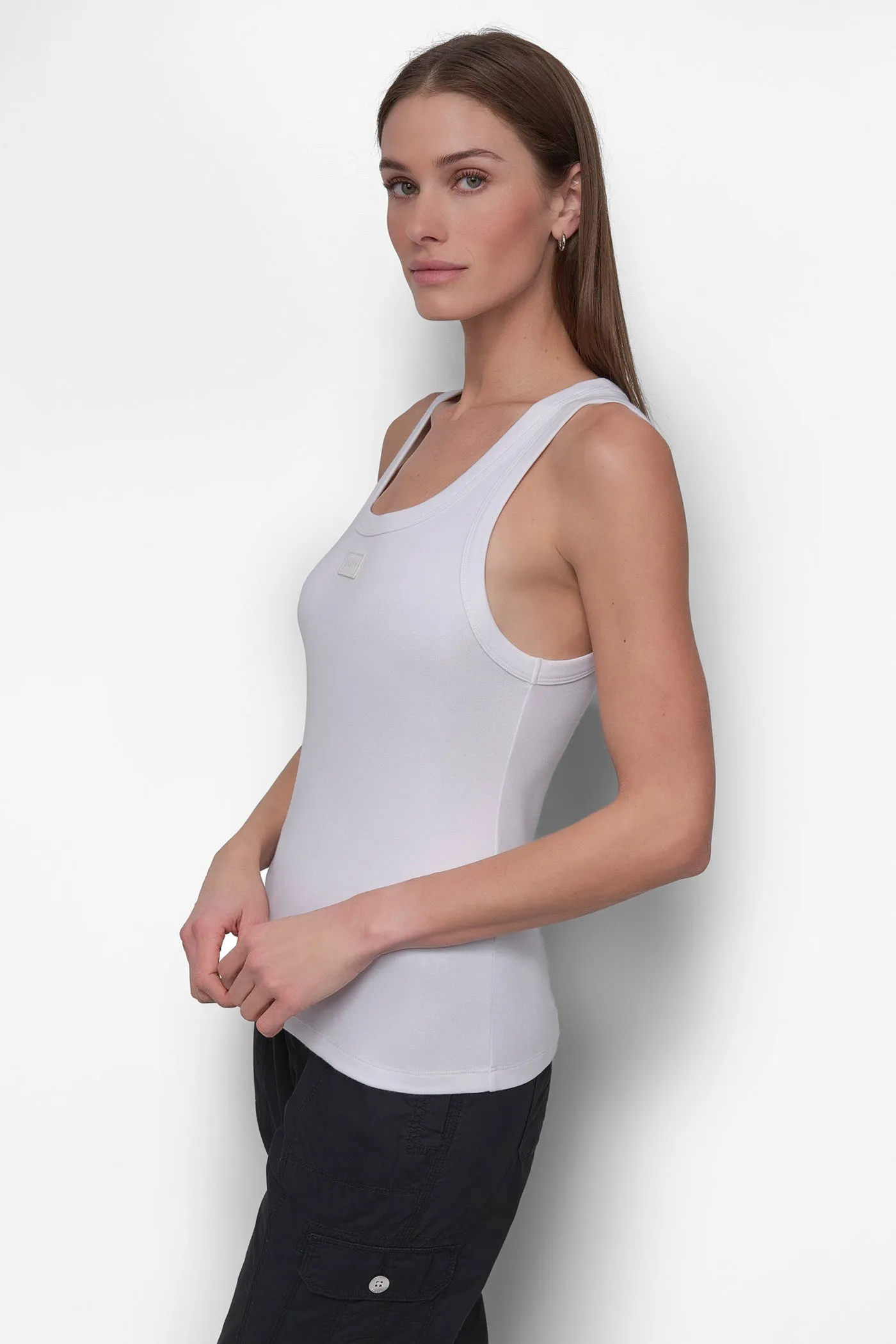 RIBBED CREW NECK TANK WITH LOGO PATCH sold by DKNY product image thumbnail 3