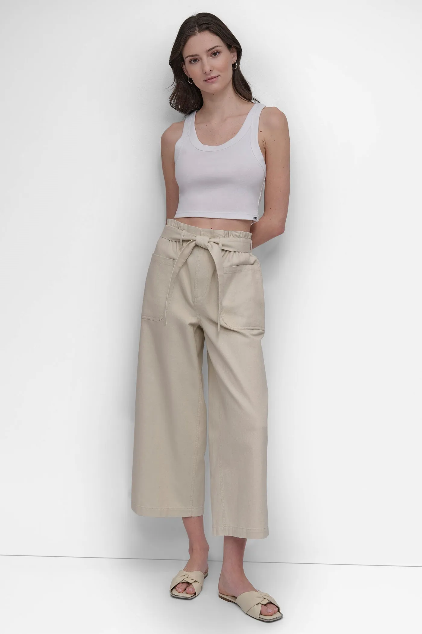 HIGH WAIST PAPER BAG PANT WITH SELF BELT sold by DKNY product image thumbnail 5