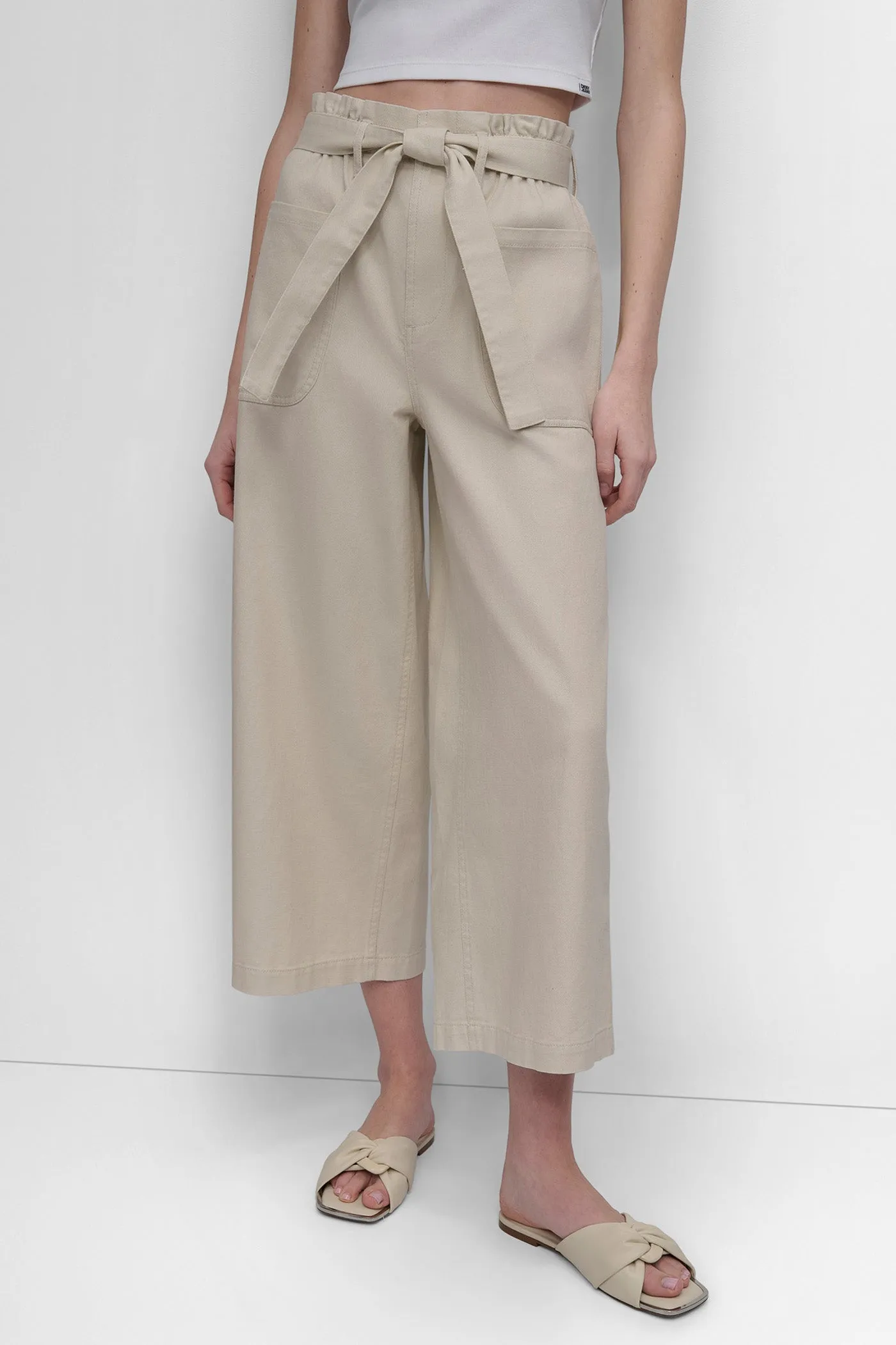 HIGH WAIST PAPER BAG PANT WITH SELF BELT sold by DKNY