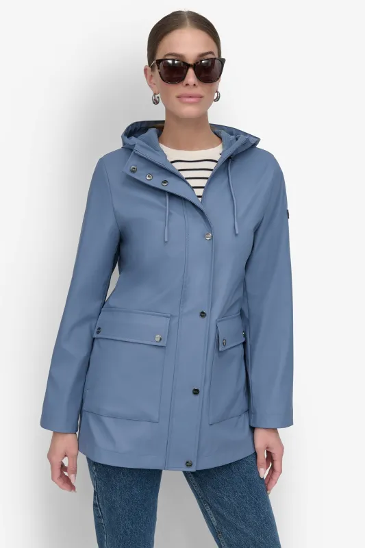 BUTTON UP RAIN COAT sold by DKNY