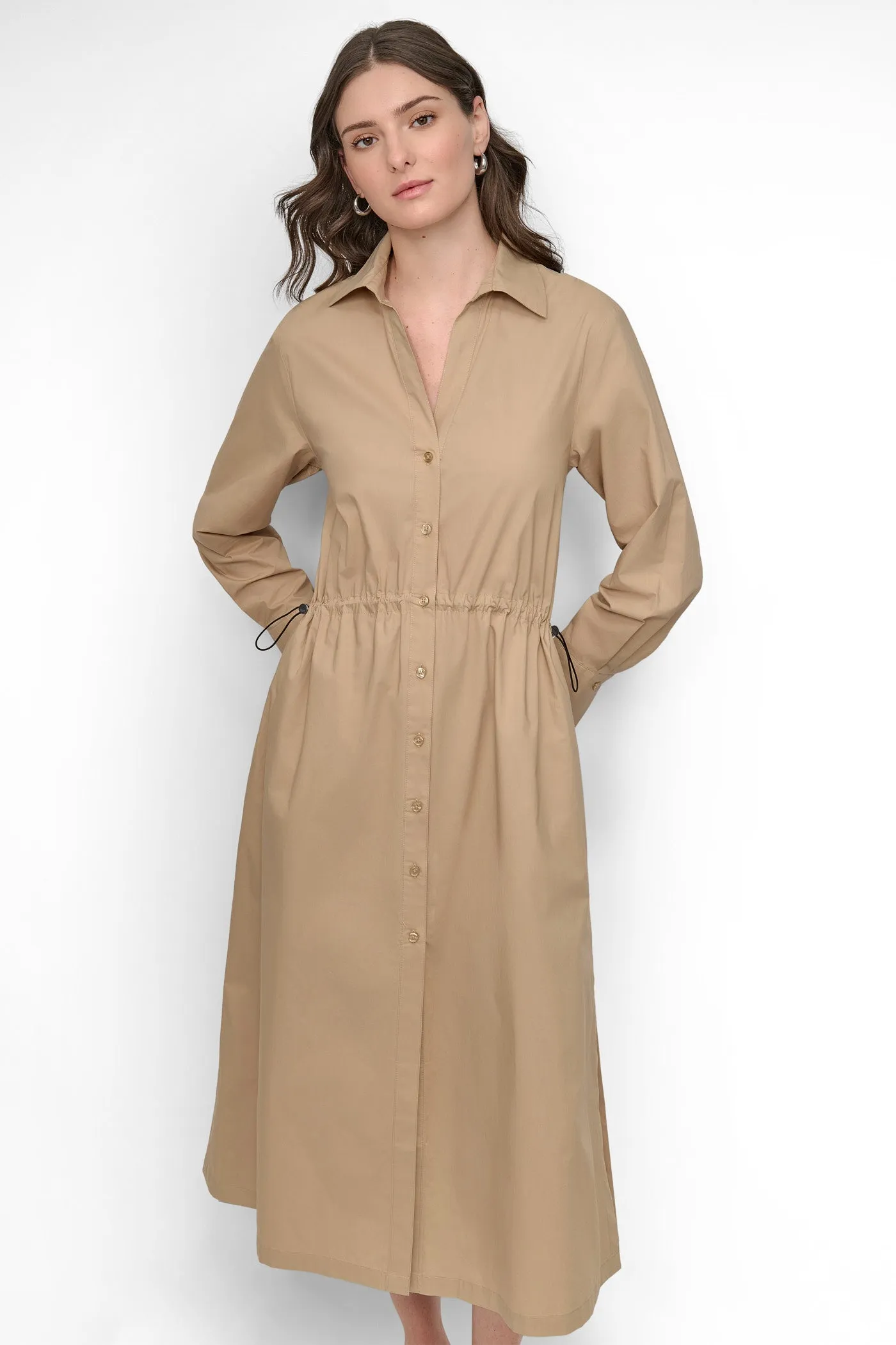 ADJUSTABLE WAIST MIDI SHIRT DRESS sold by DKNY product image thumbnail 4