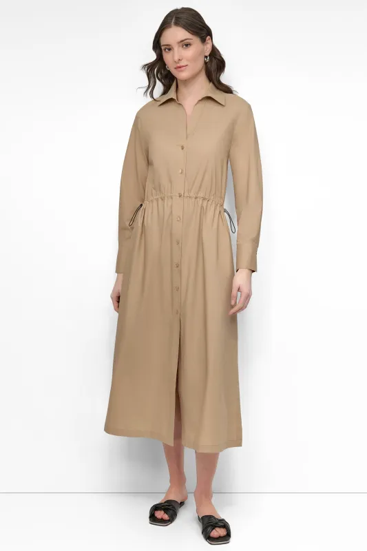 ADJUSTABLE WAIST MIDI SHIRT DRESS sold by DKNY