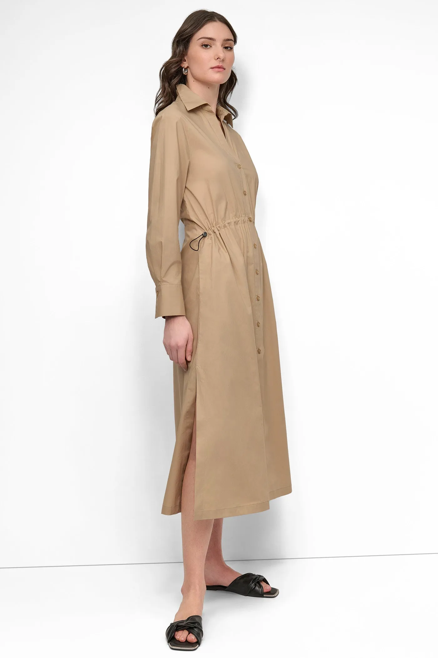ADJUSTABLE WAIST MIDI SHIRT DRESS sold by DKNY product image thumbnail 3